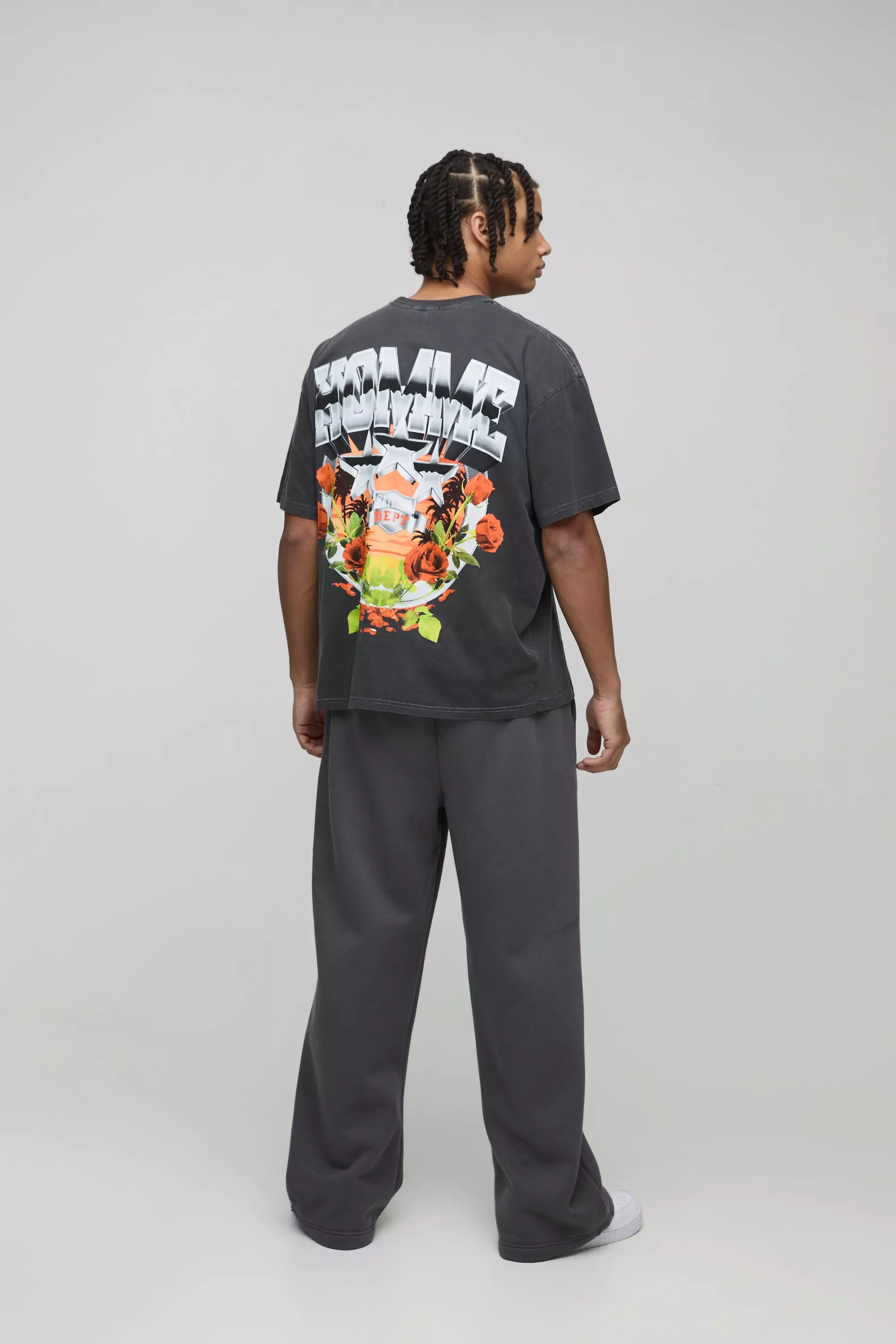 Charcoal Oversized Varsity Star Homme Washed T-Shirt alternative image