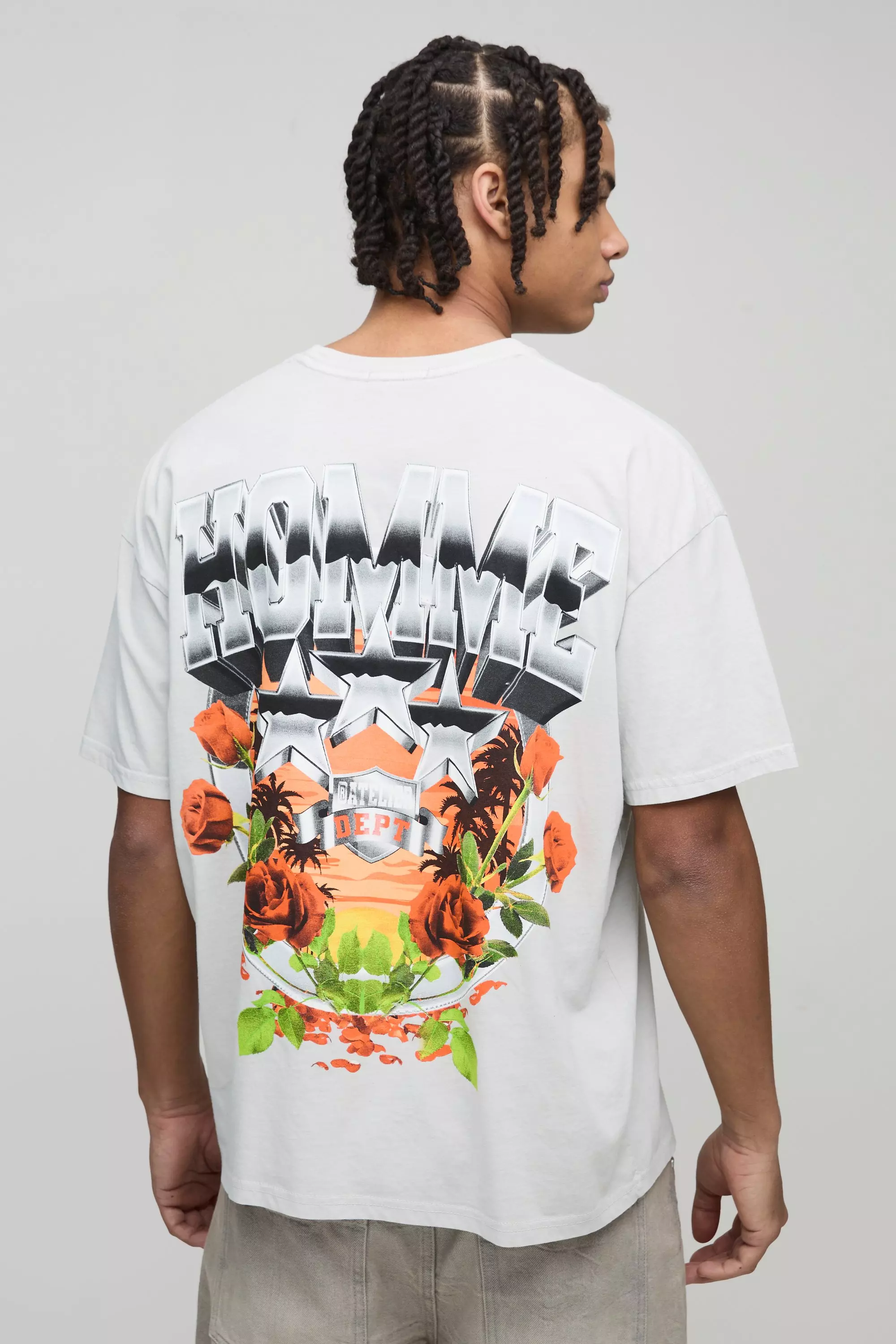 Oversize T-Shirt mit Stern Homme Print, Stone alternatives Bild