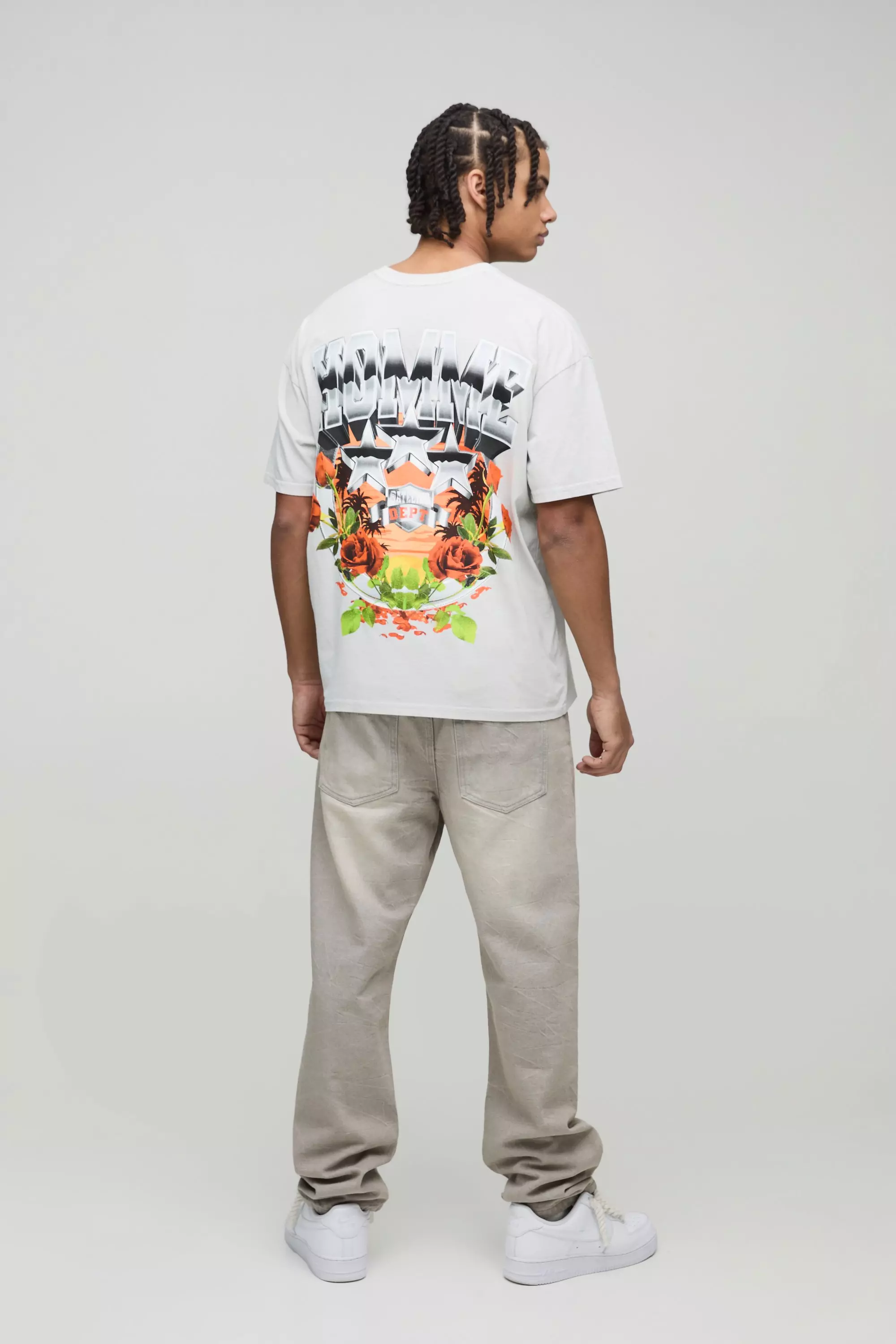 Oversize T-Shirt mit Stern Homme Print, Stone alternatives Bild