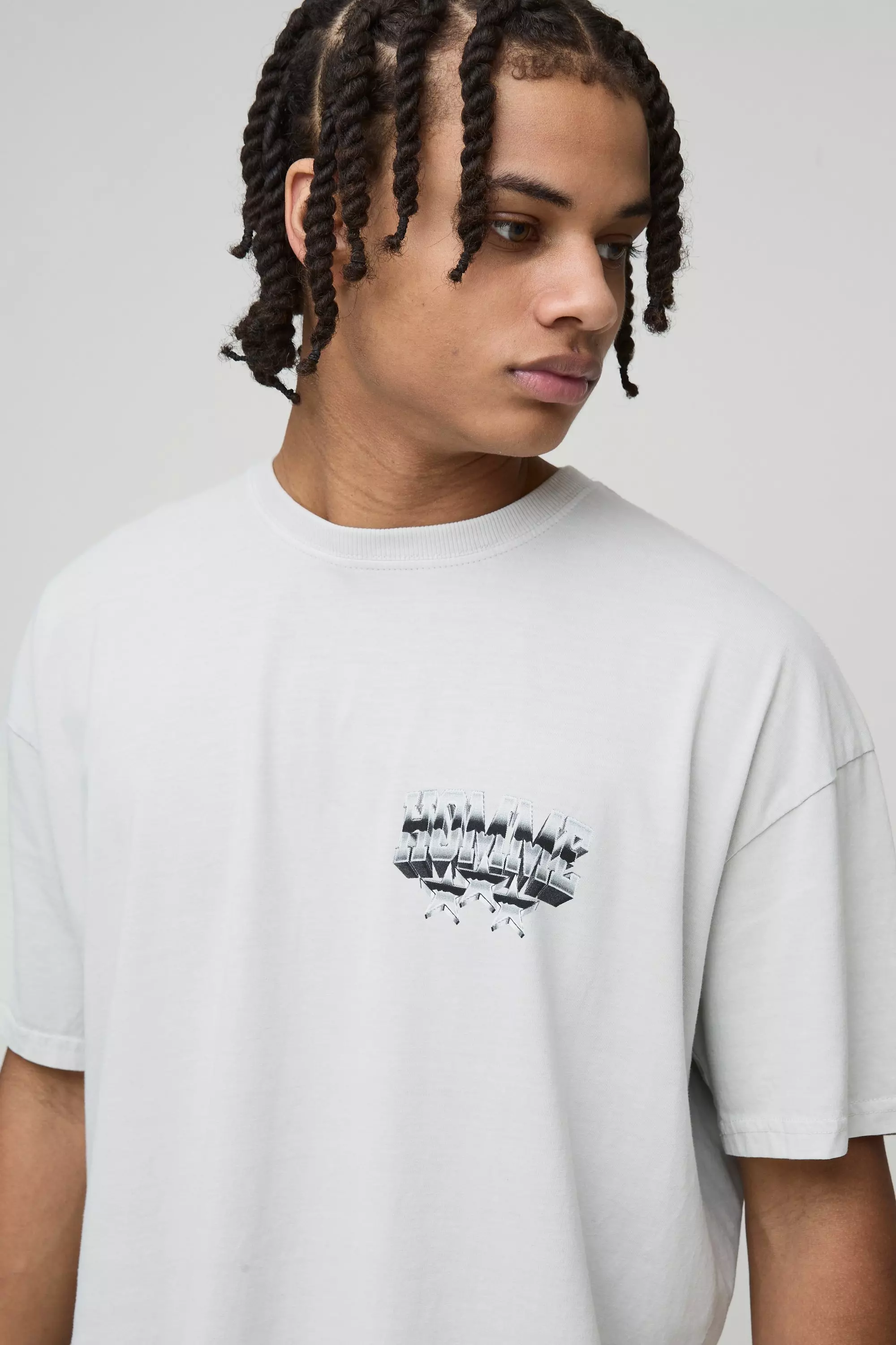 Oversize T-Shirt mit Stern Homme Print, Stone alternatives Bild
