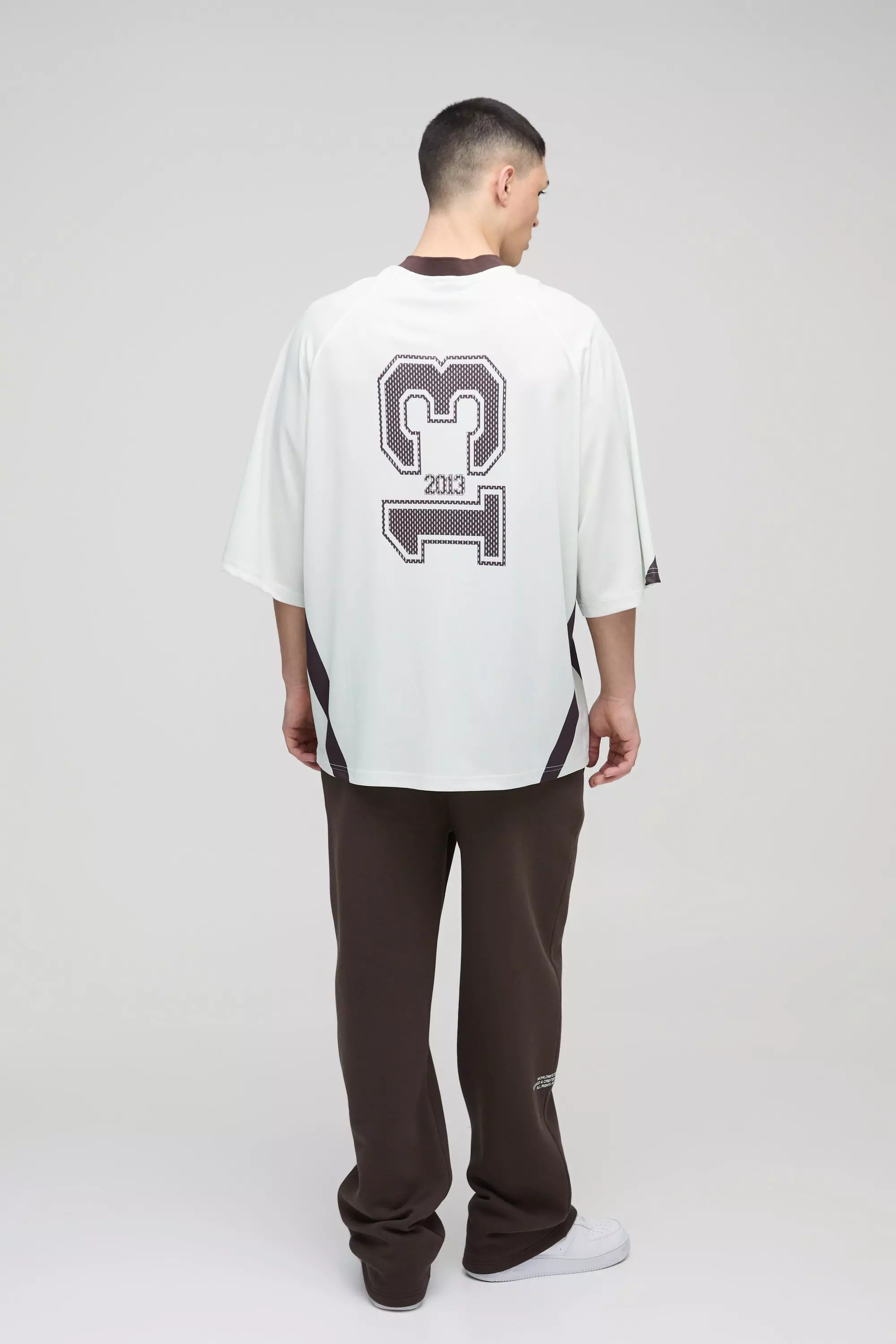 Ecru Oversized Longline V Neck Mesh Hockey Top alternative image