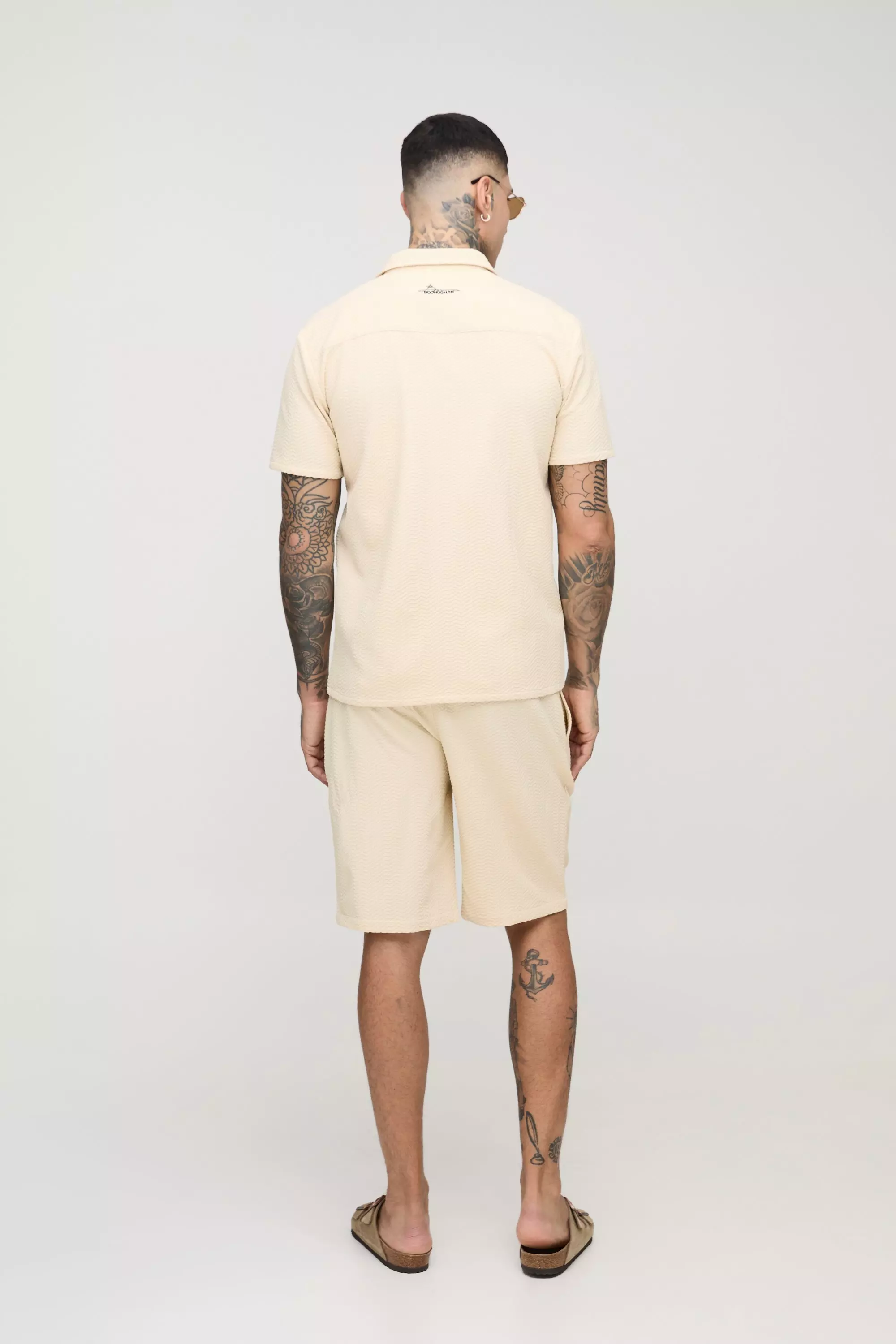 Tall Short Sleeve Oversized Linen Shirt & Short Set | boohooMAN USA