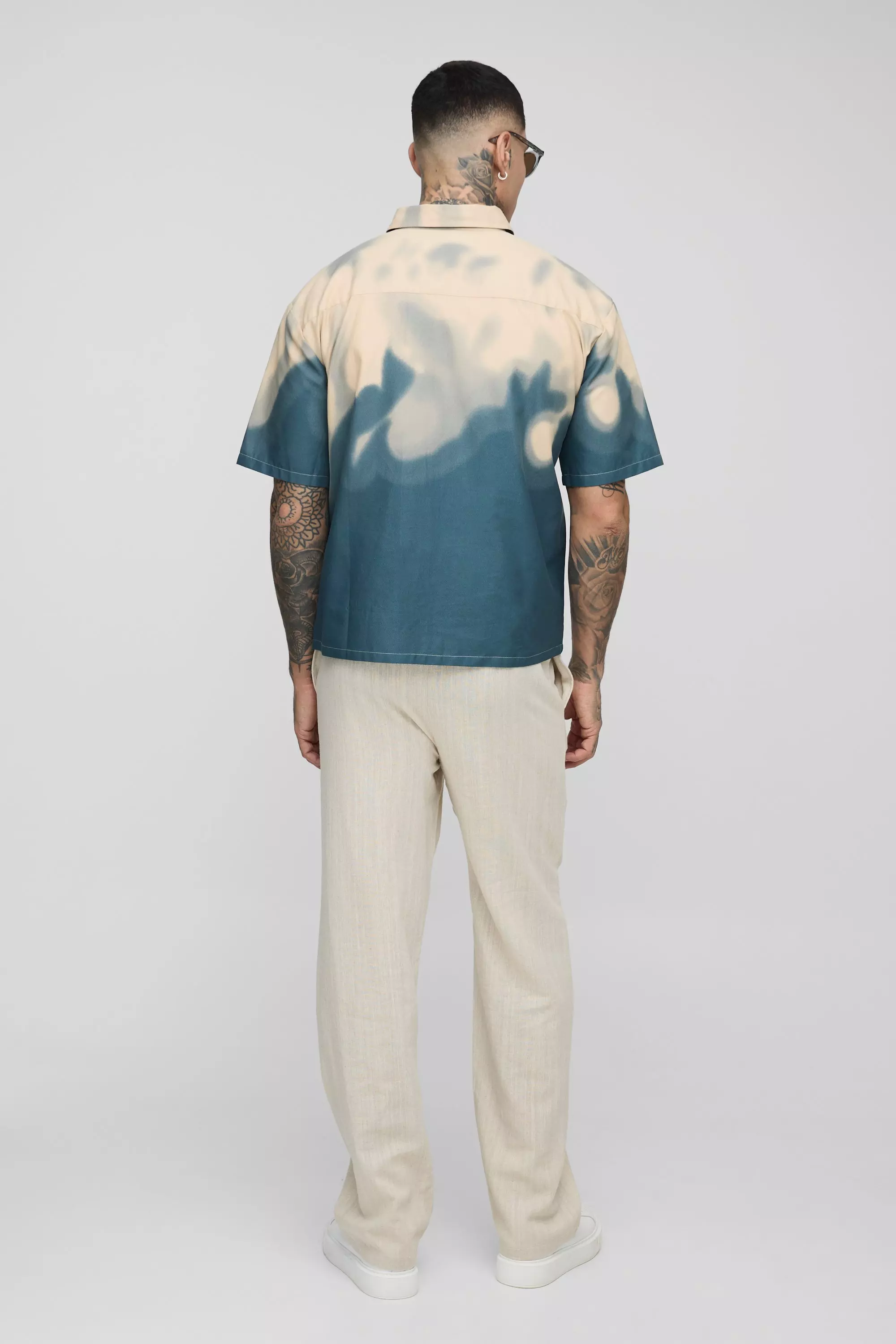 Ecru Tall Boxy Oversized Abstract Print Shirt alternative image