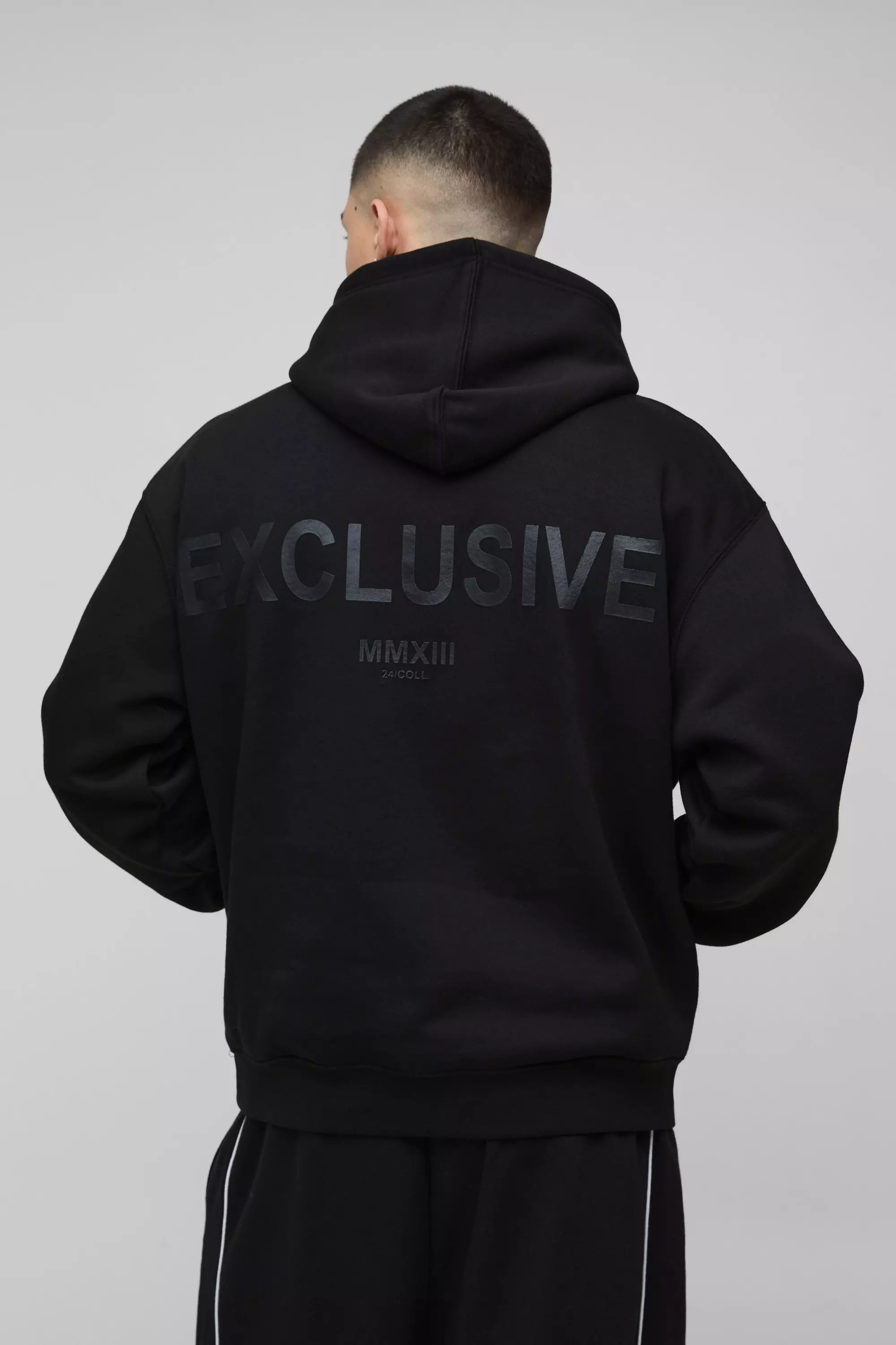 Oversized Heavyweight Exclusive High Build Print Hoodie Black