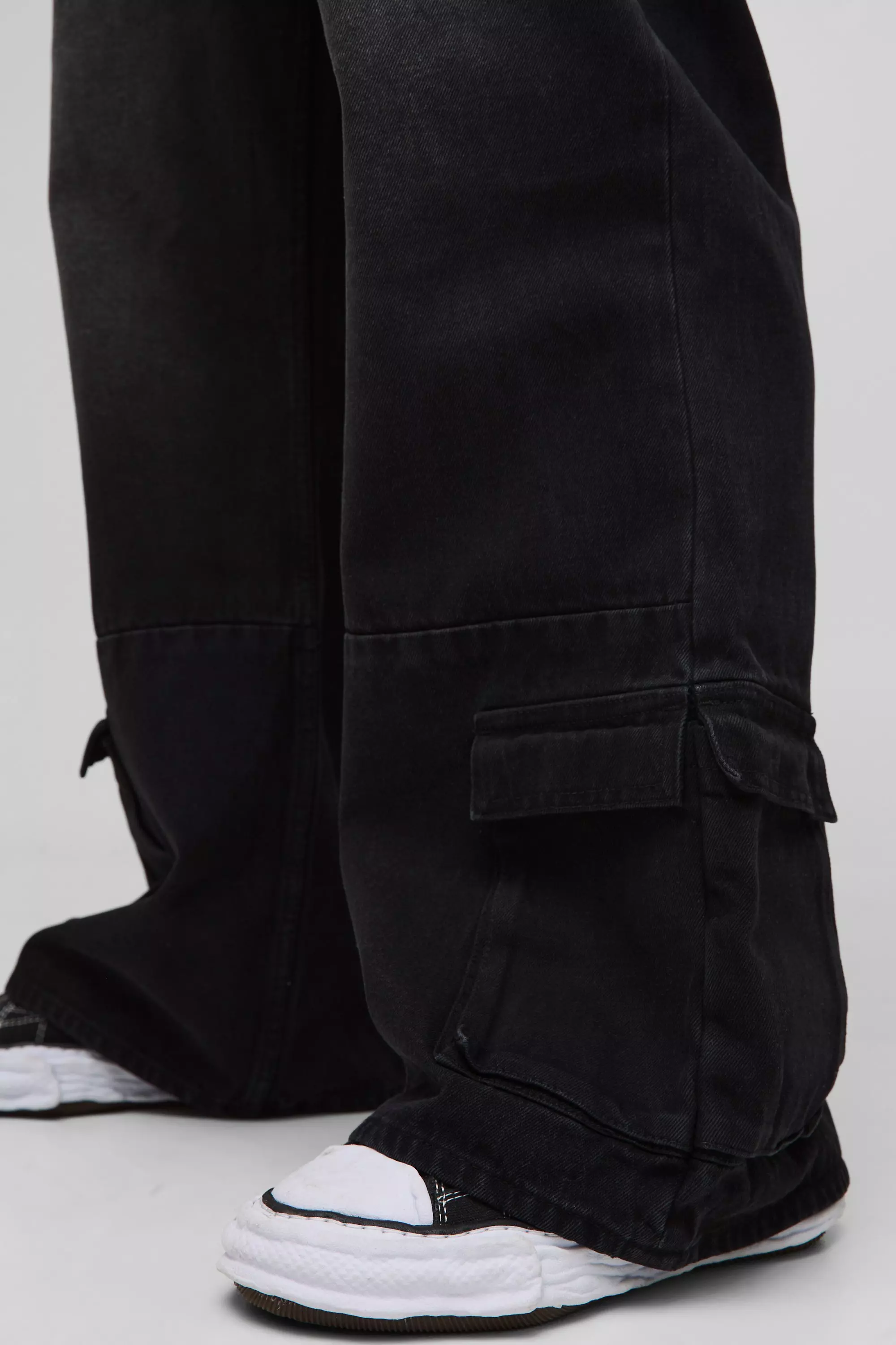 Plus Cargo Hem Relaxed Flare Jeans | boohooMAN USA