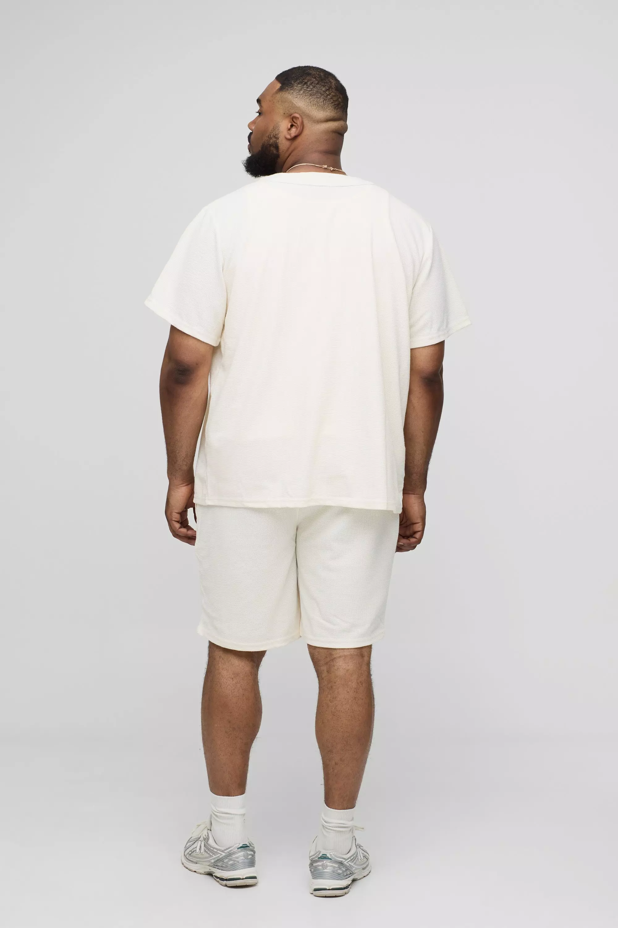 Grande taille - Ensemble de baseball en tissu gaufré, Cream autre image