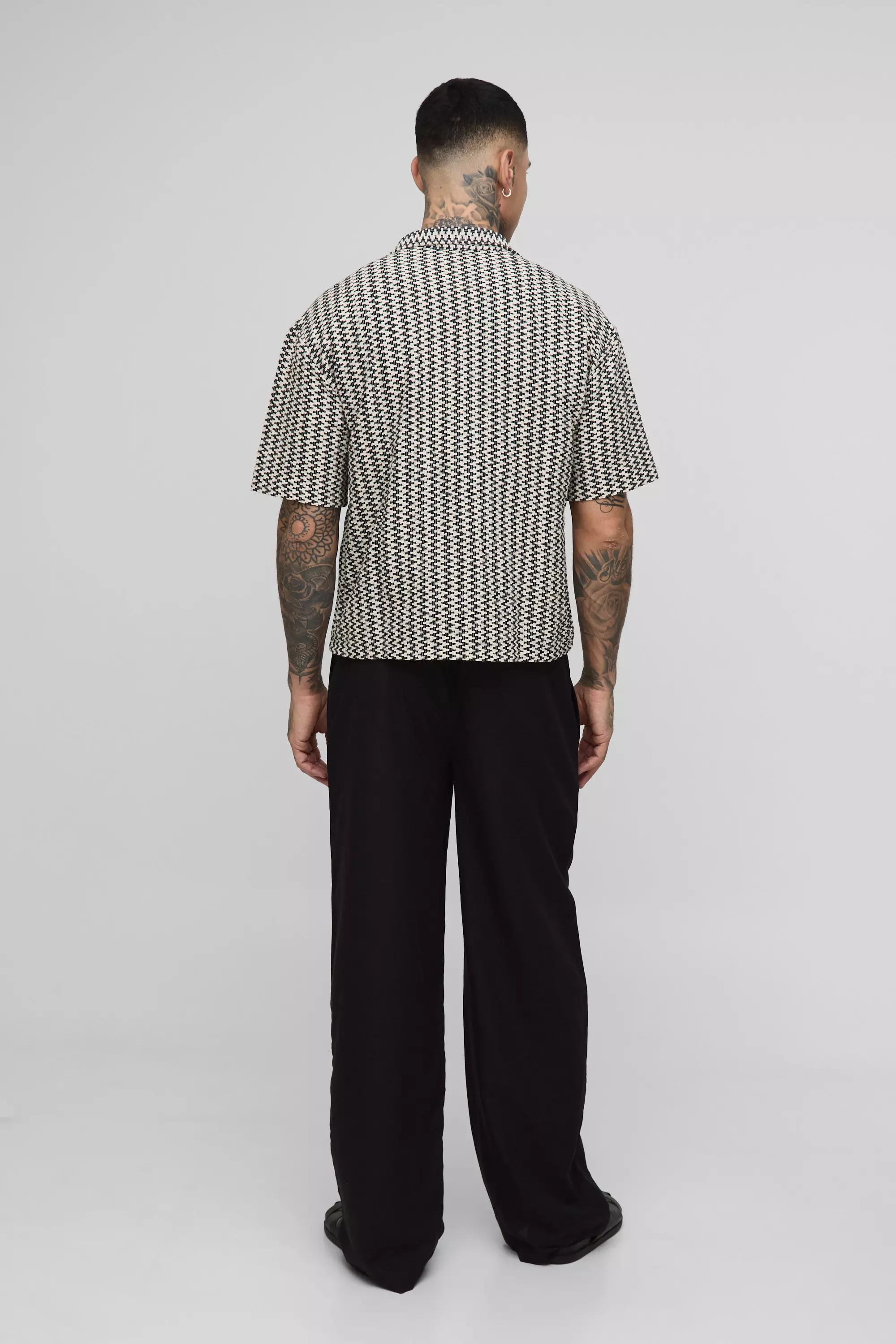 Tall - Chemise oversize rayée en maille, Black autre image