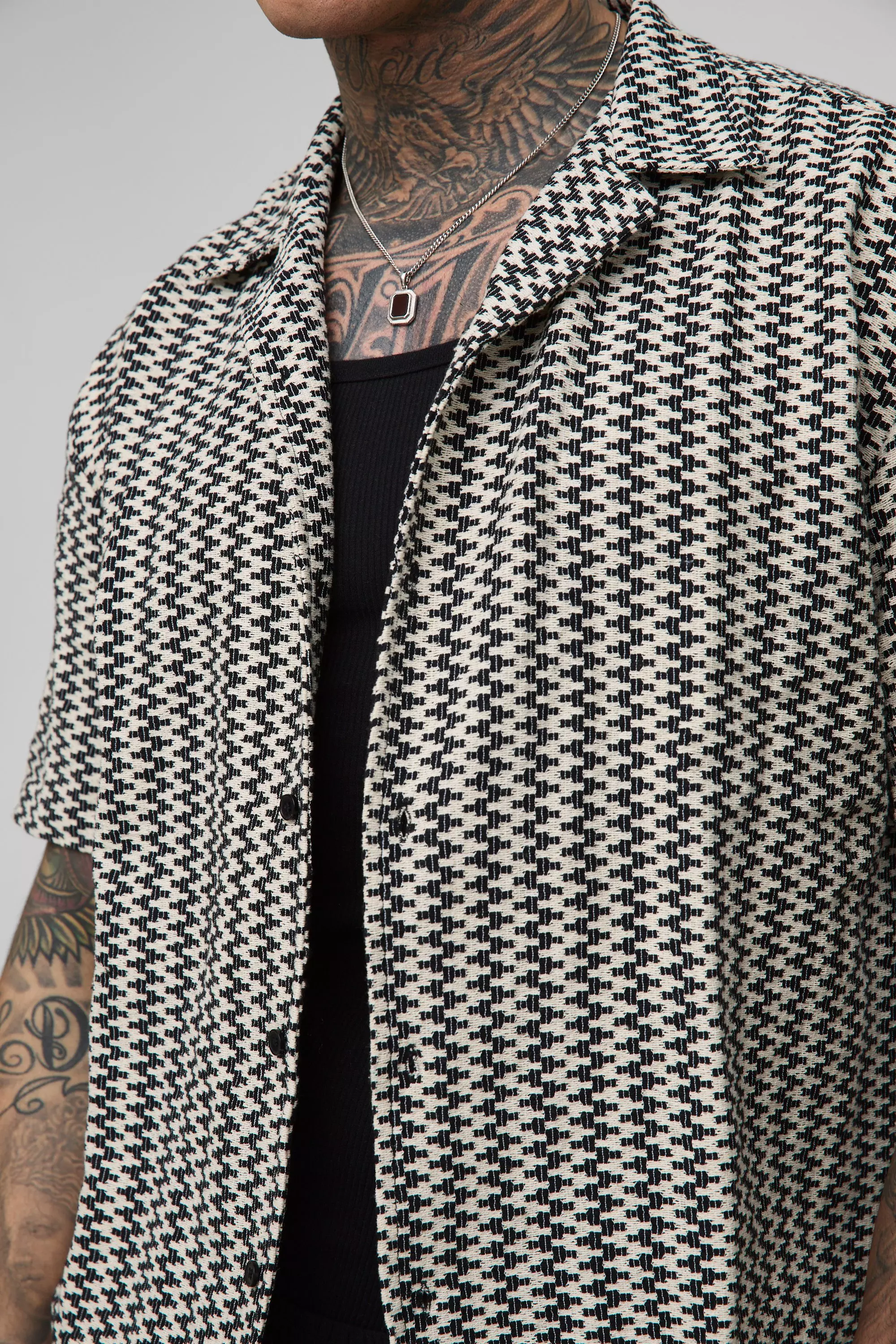 Tall - Chemise oversize rayée en maille, Black autre image