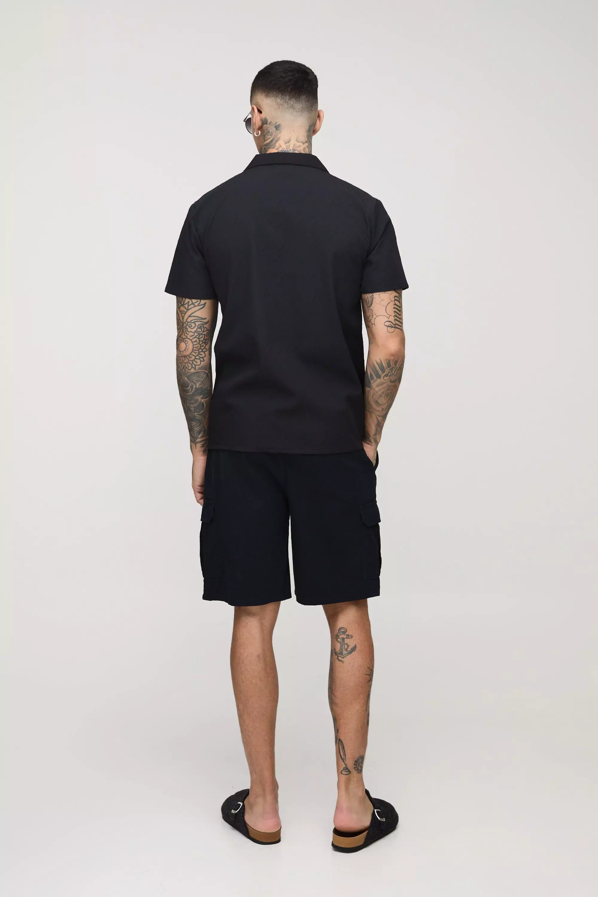 Black Tall Regular Fit Geo Jacquard Shirt alternative image