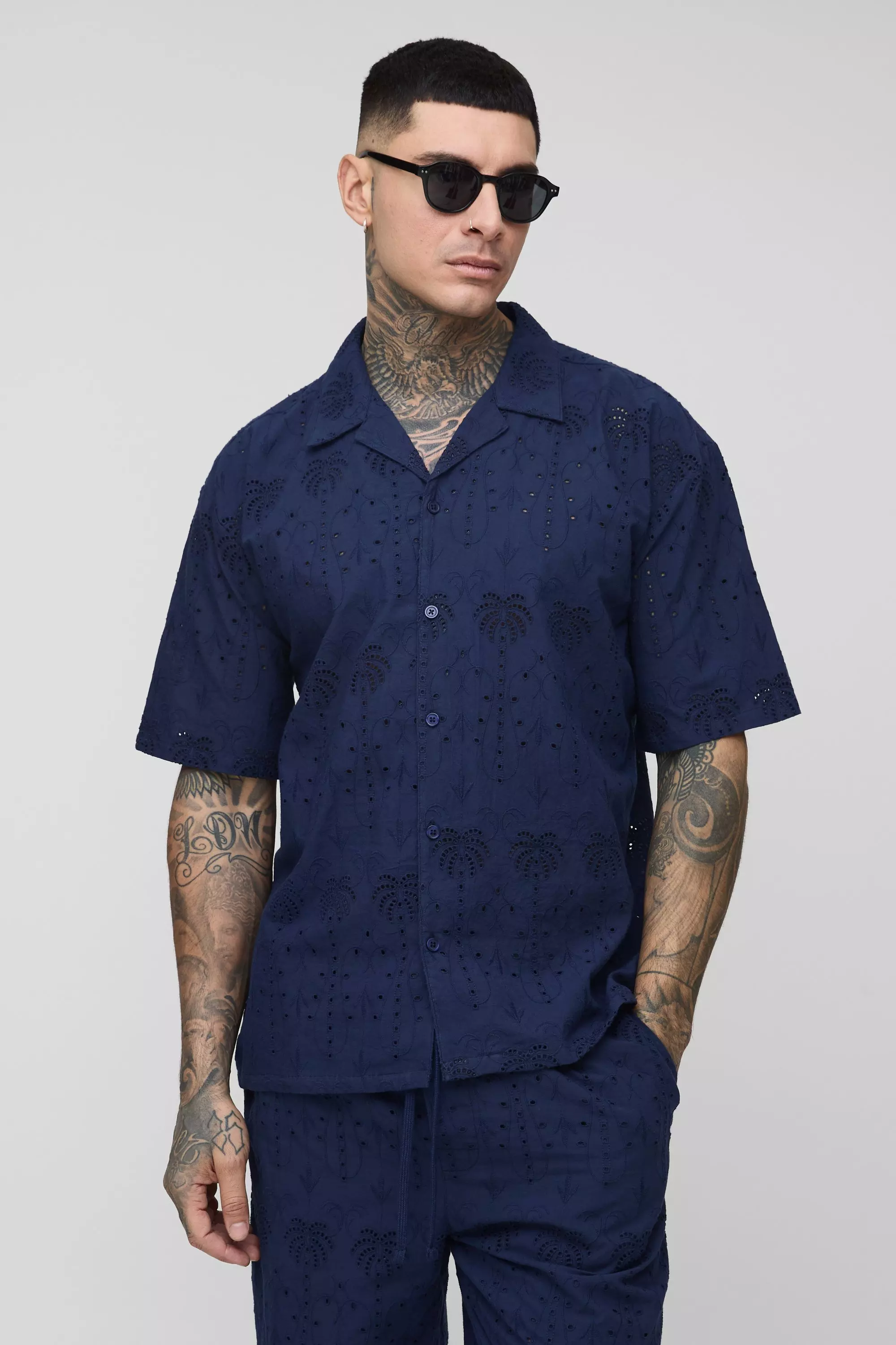 Tall - Ensemble à imprimé palmier, Navy autre image