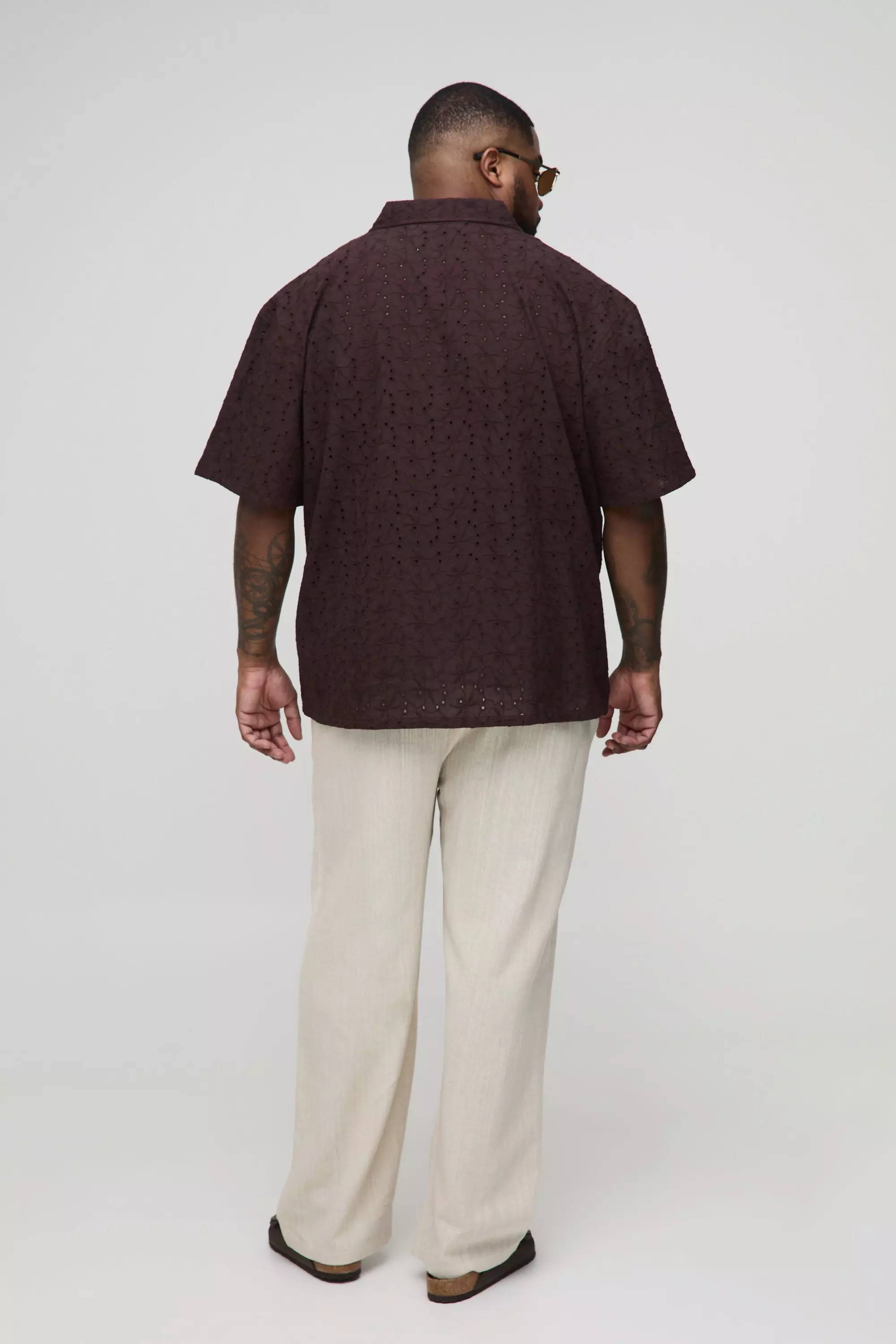 Chocolate Plus Oversized Broderie Revere Shirt alternative image