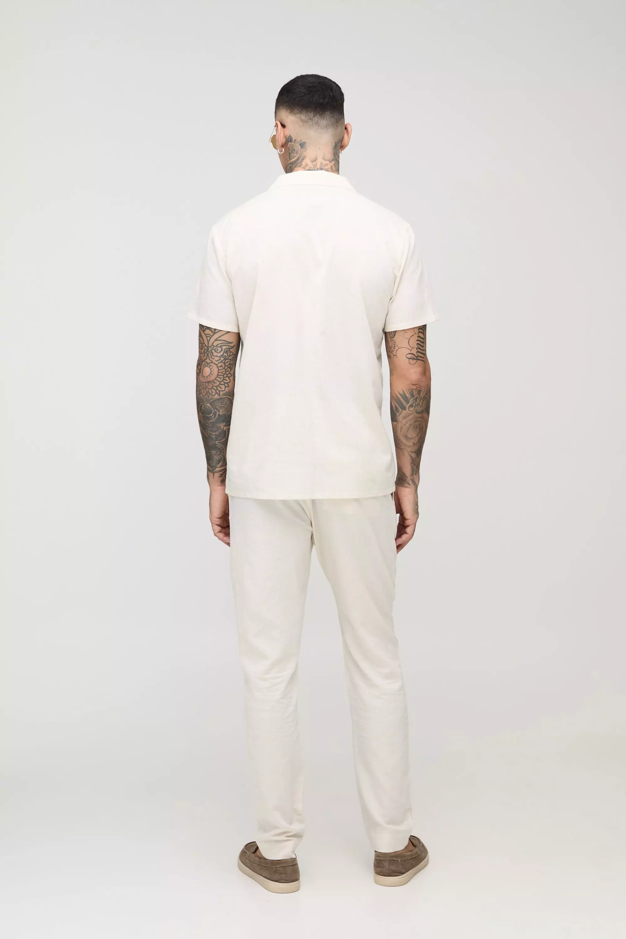 Pantaloni affusolati Tall in misto lino, Natural immagine alternativa