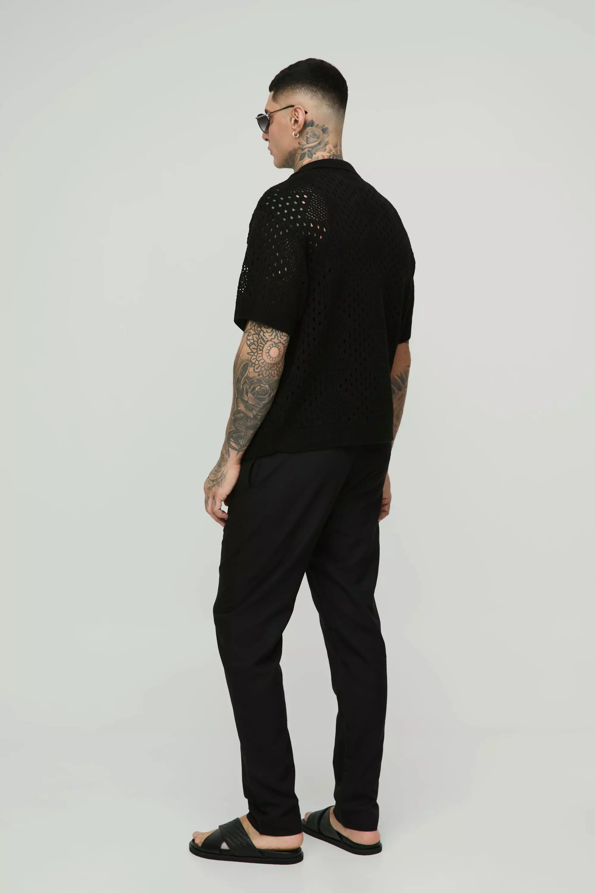 Black Tall Linen Blend Tailored Tapered Trousers alternative image