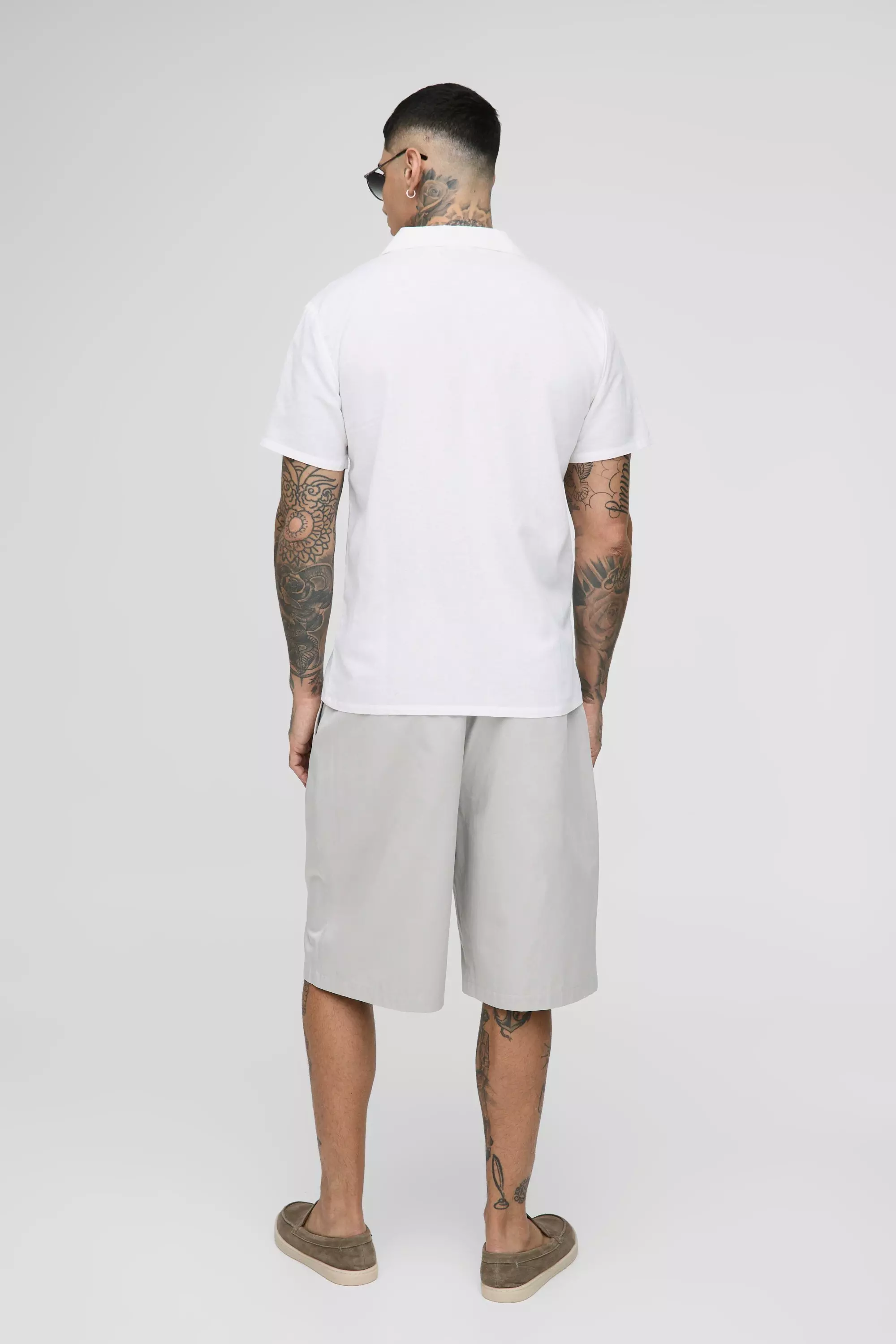 Tall Regular Fit Short Sleeve Linen Shirt | boohooMAN USA