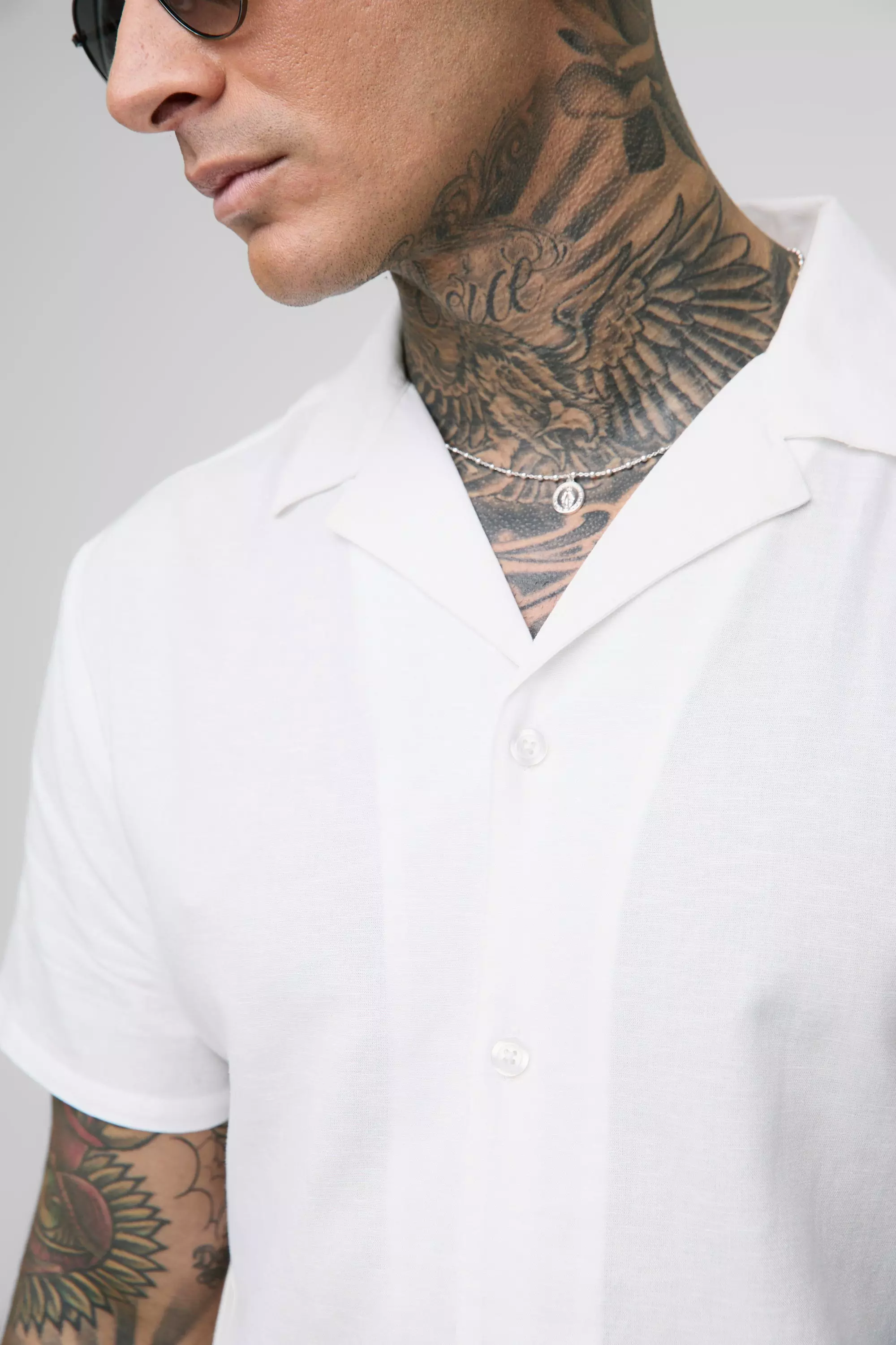 Tall Regular Fit Short Sleeve Linen Shirt | boohooMAN USA