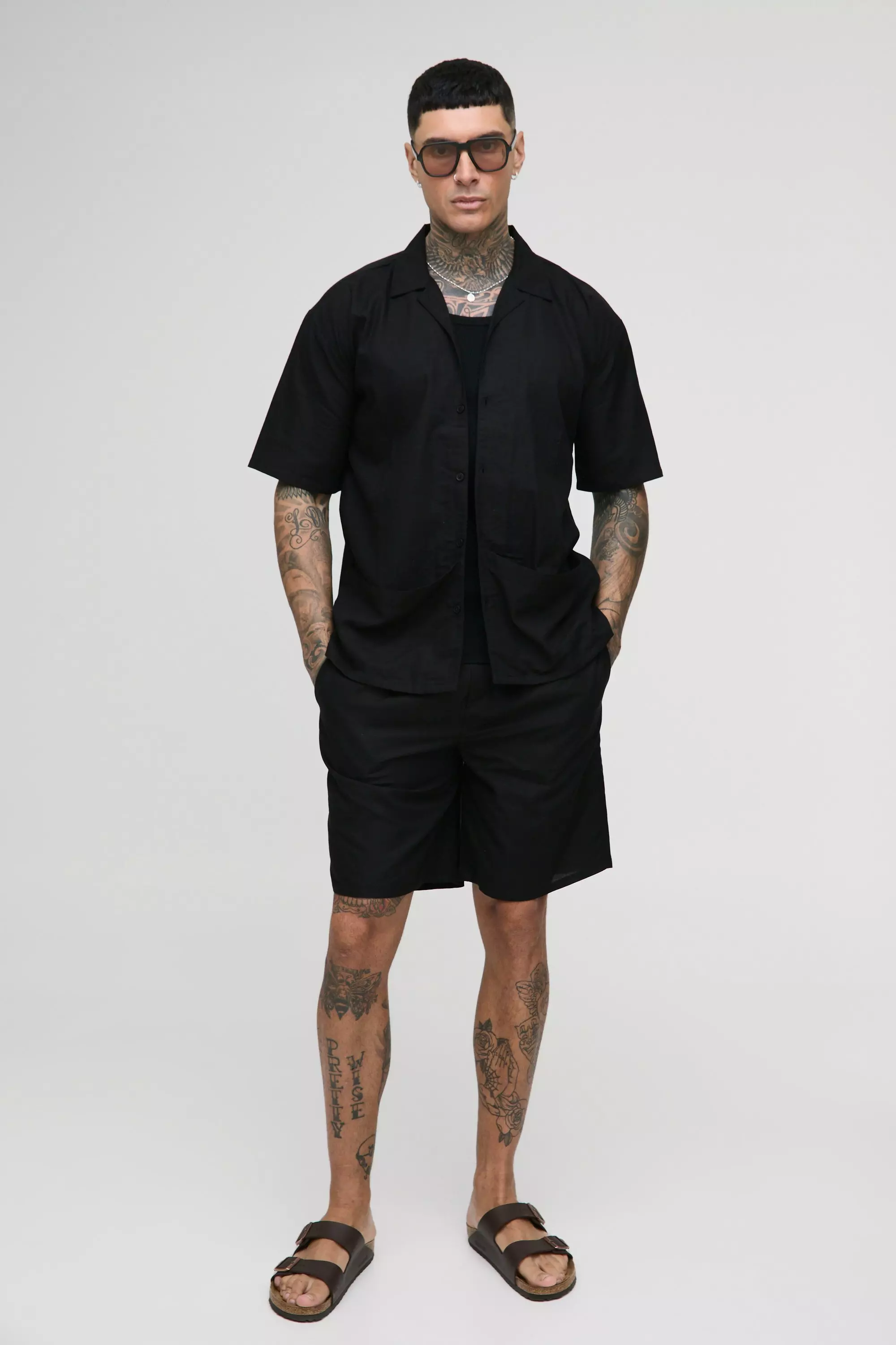 Tall - Ensemble oversize à poches avec short, Black autre image