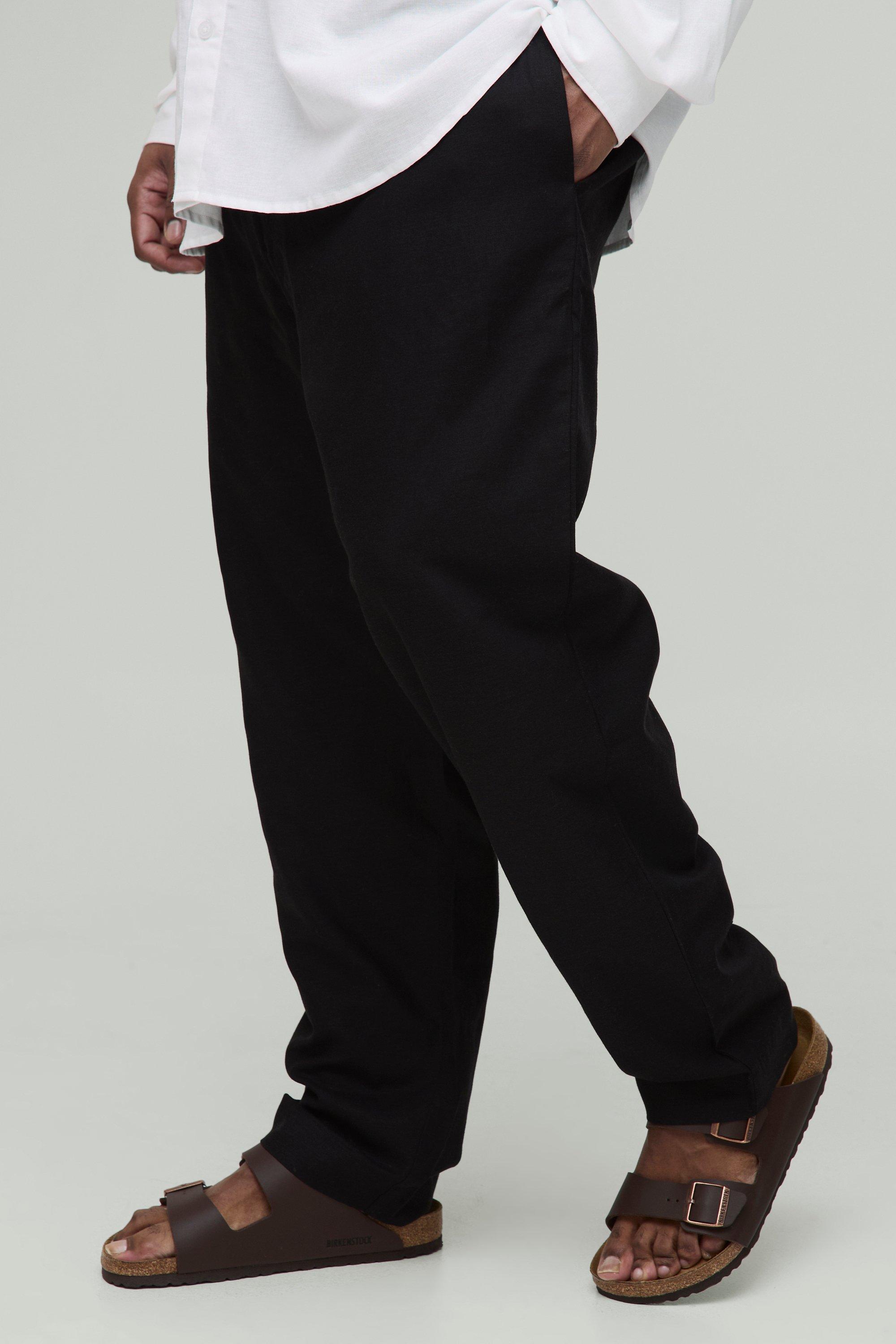 Plus Linen Blend Tailored Tapered Pants | boohooMAN USA