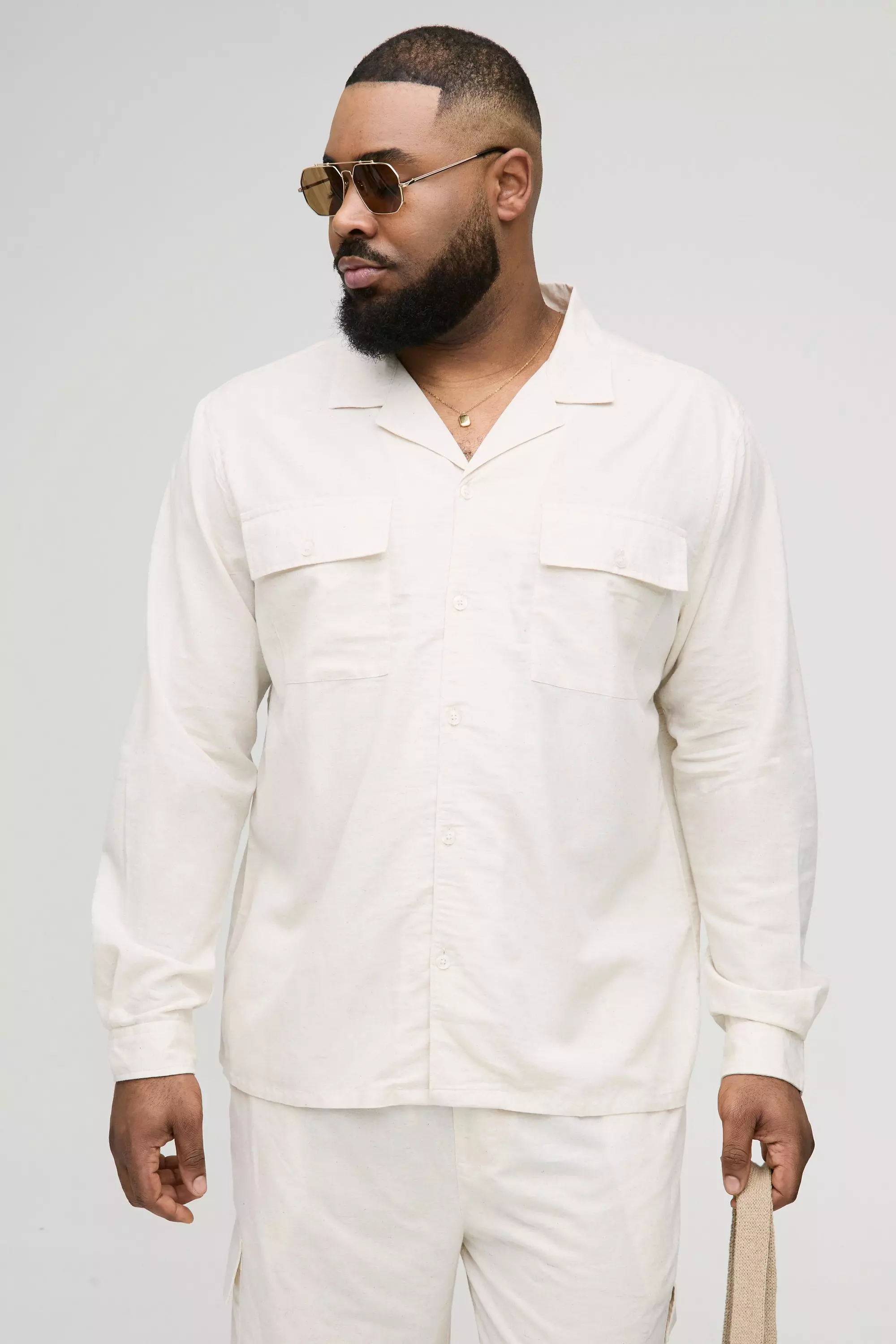 Natural Plus Regular Linen Cargo Shirt & Trouser Set alternative image