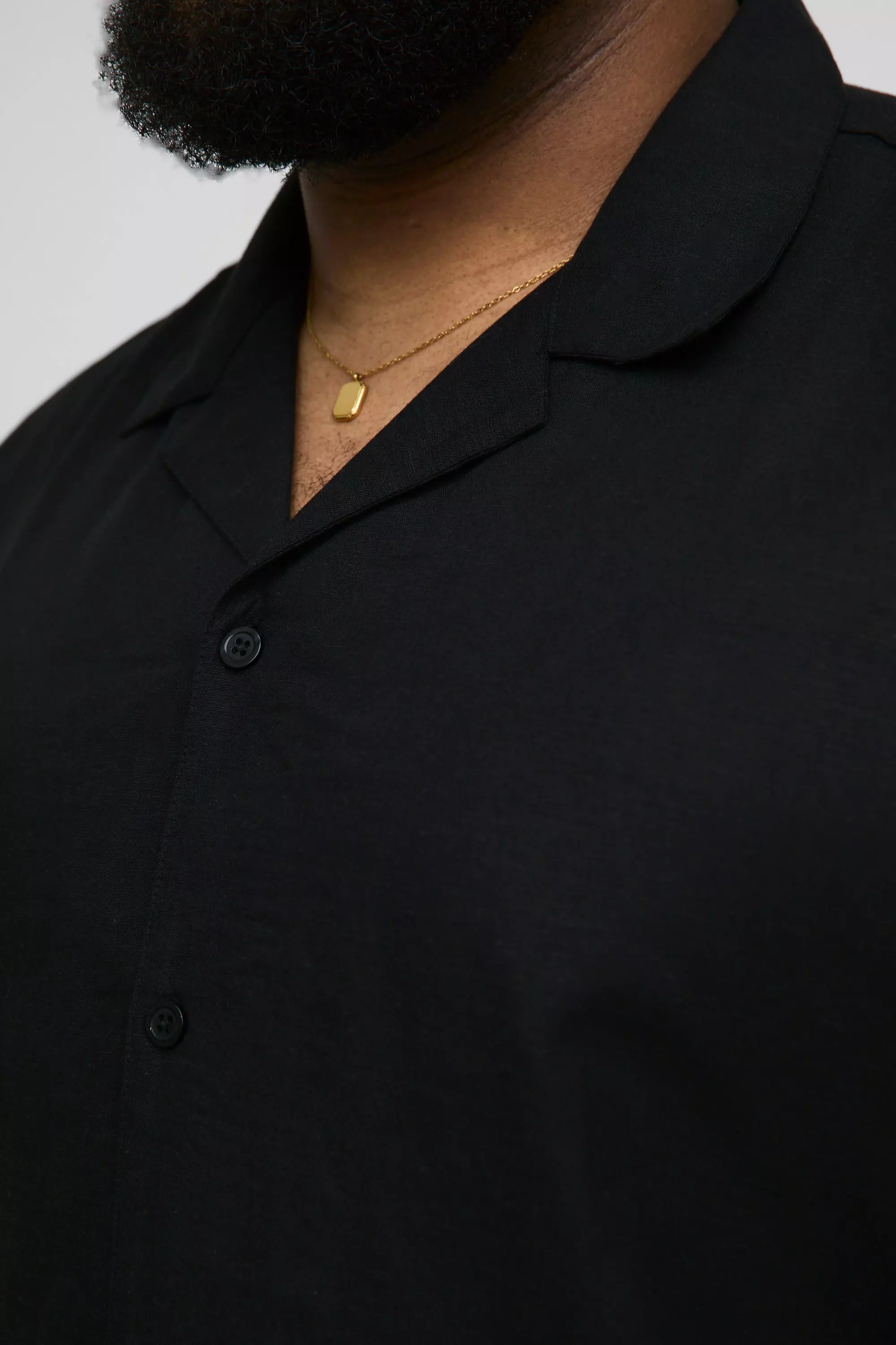 Black Plus Linnen Regular Fit Overhemd En Shorts Set alternatieve afbeelding