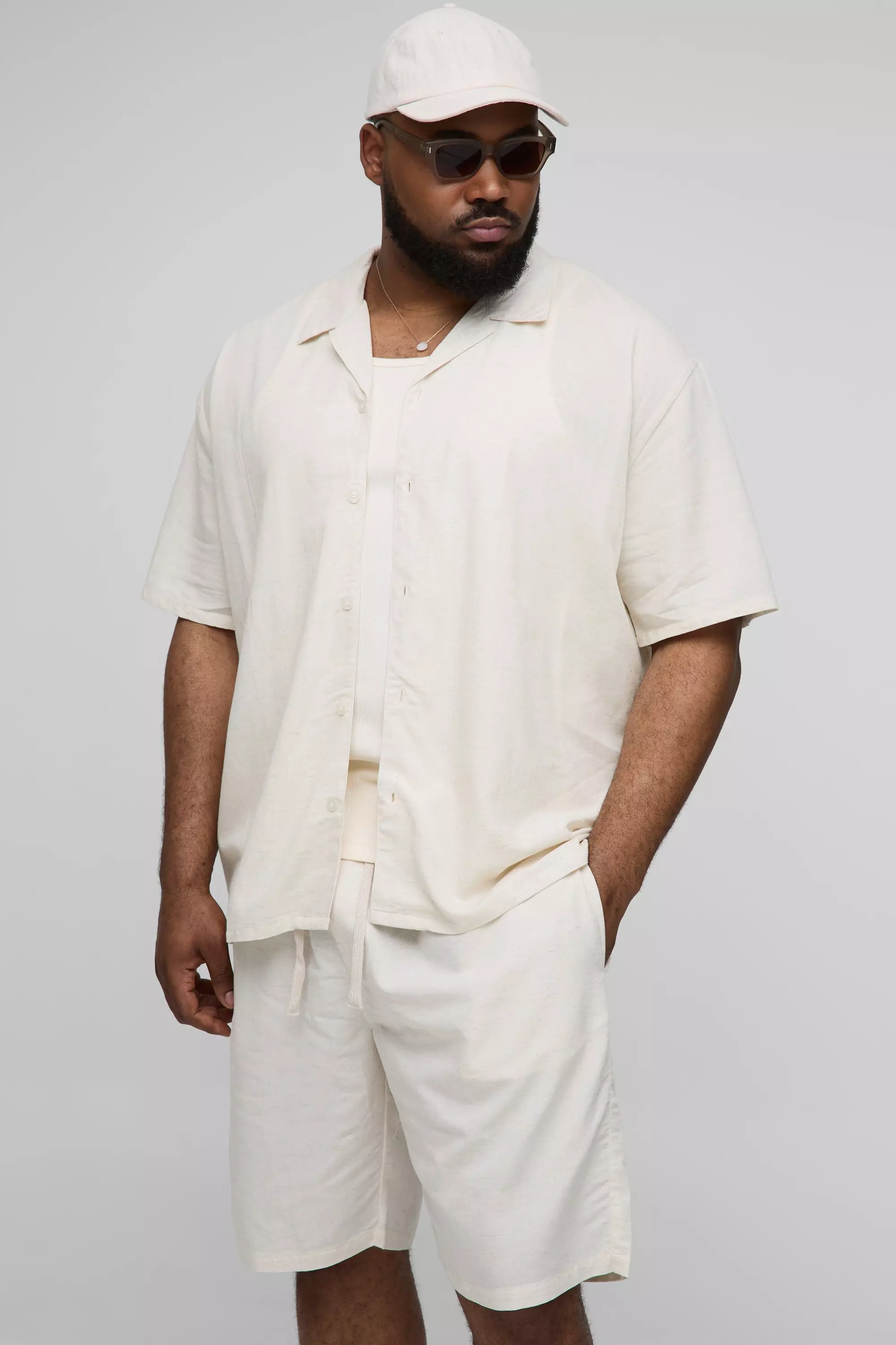 Natural Plus Oversized Linen Look Shirt & Short Set alternative image