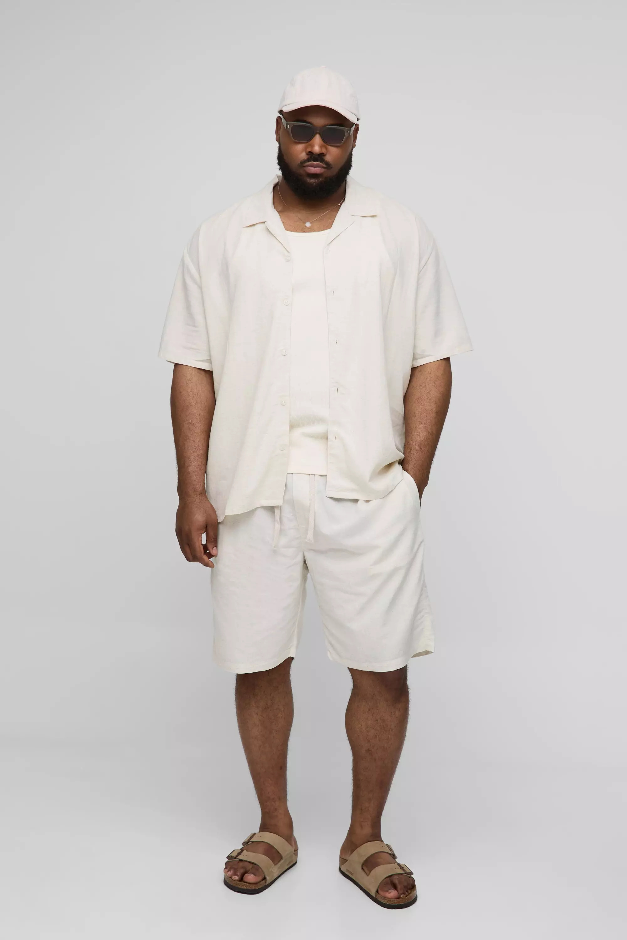 Natural Plus Oversized Linen Look Shirt & Short Set alternative image