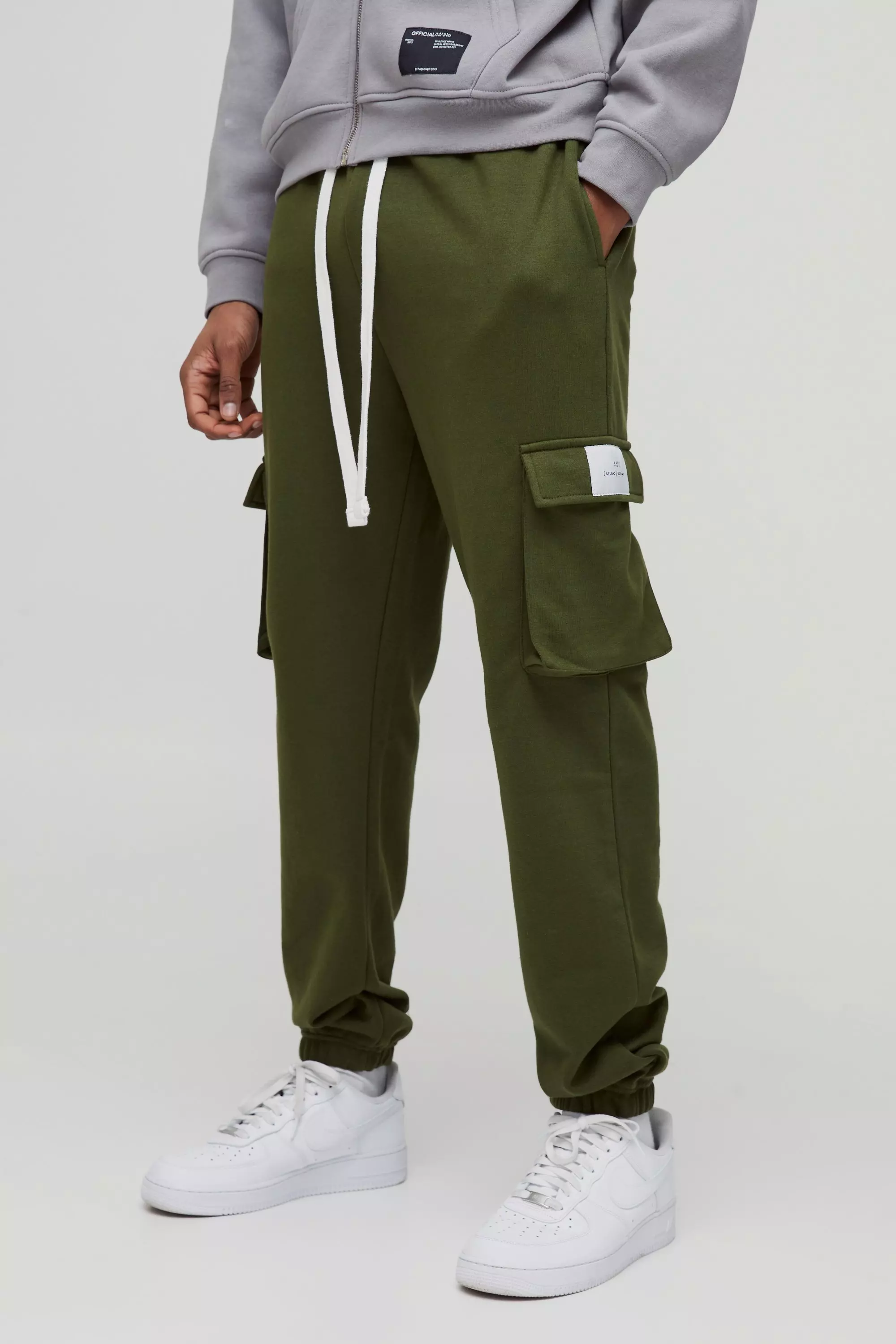 Khaki Tall Woven Tab Slim Fit Cargo Joggers alternative image