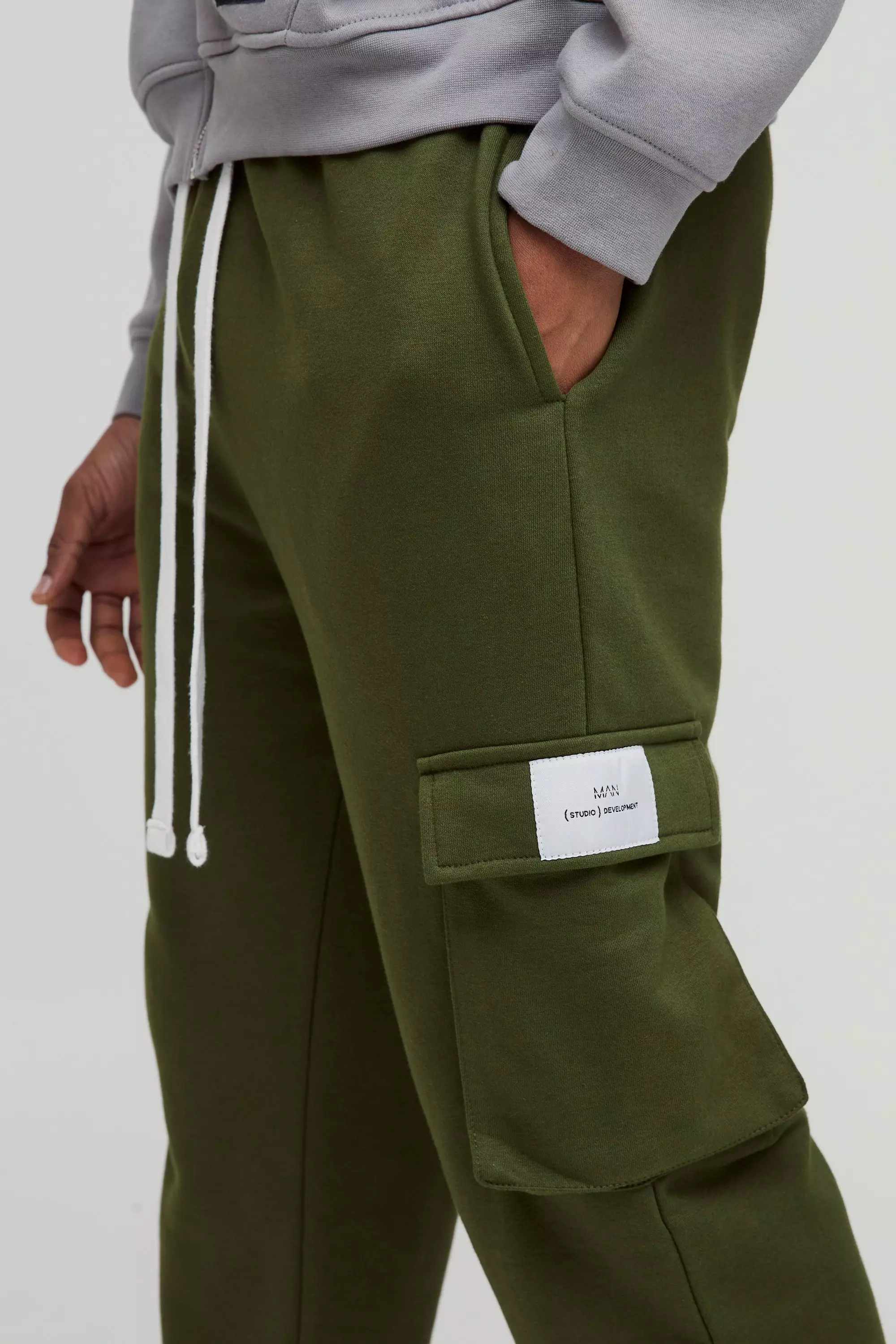 Khaki Tall Woven Tab Slim Fit Cargo Joggers alternative image