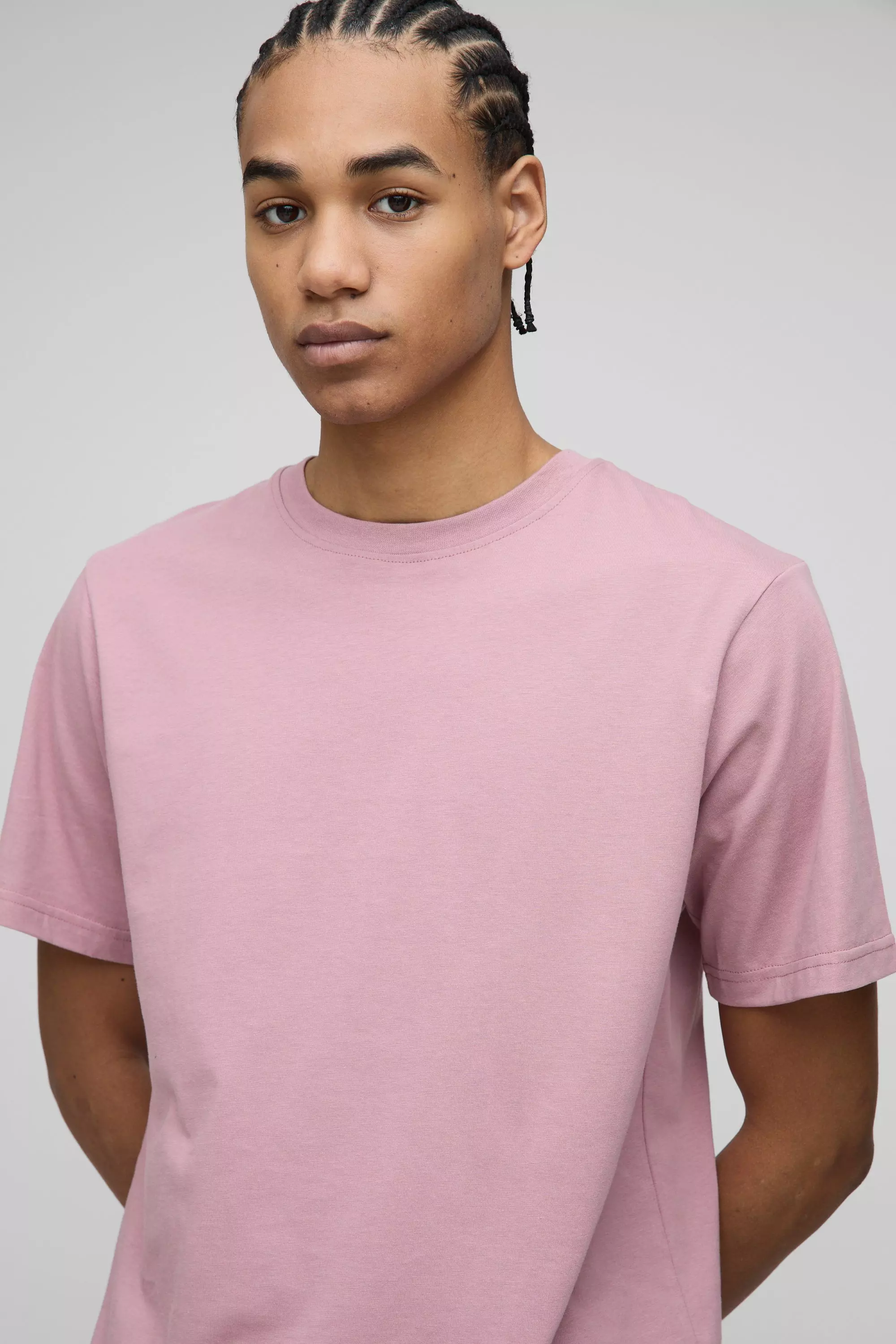 Dusky pink Regular Fit Basic Crew Neck T-shirt alternative image