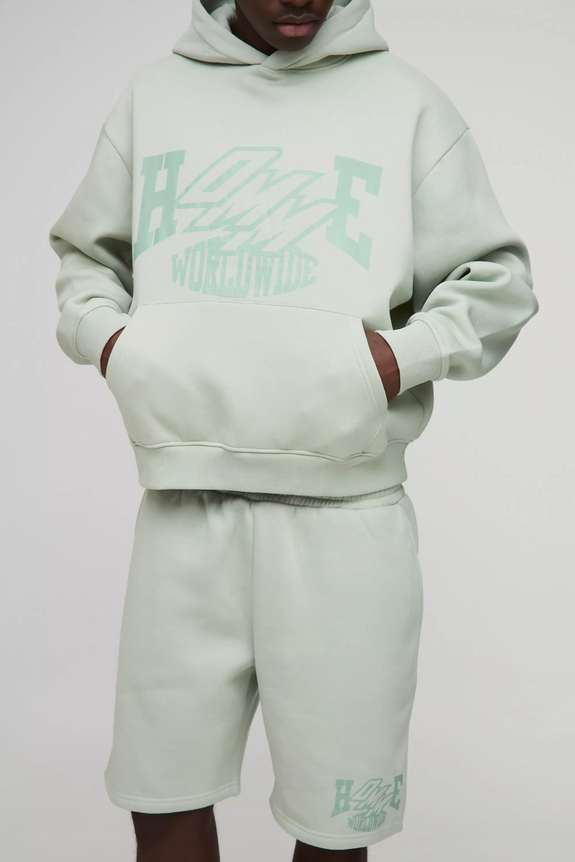 Oversized Boxy Homme Hooded Short Tracksuit | boohooMAN USA