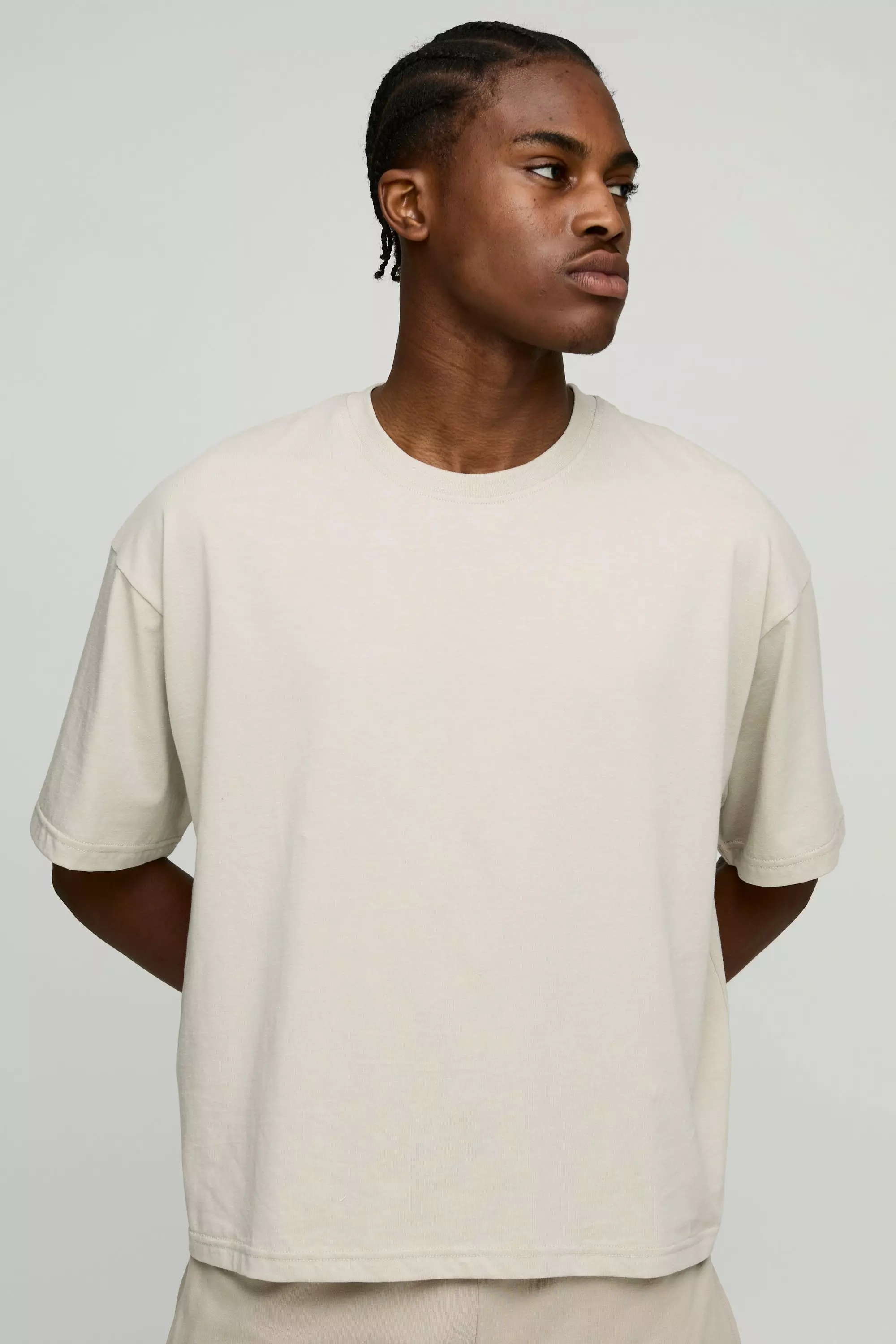 Stone Basic Oversized Boxy Crew Neck T-shirt alternative image