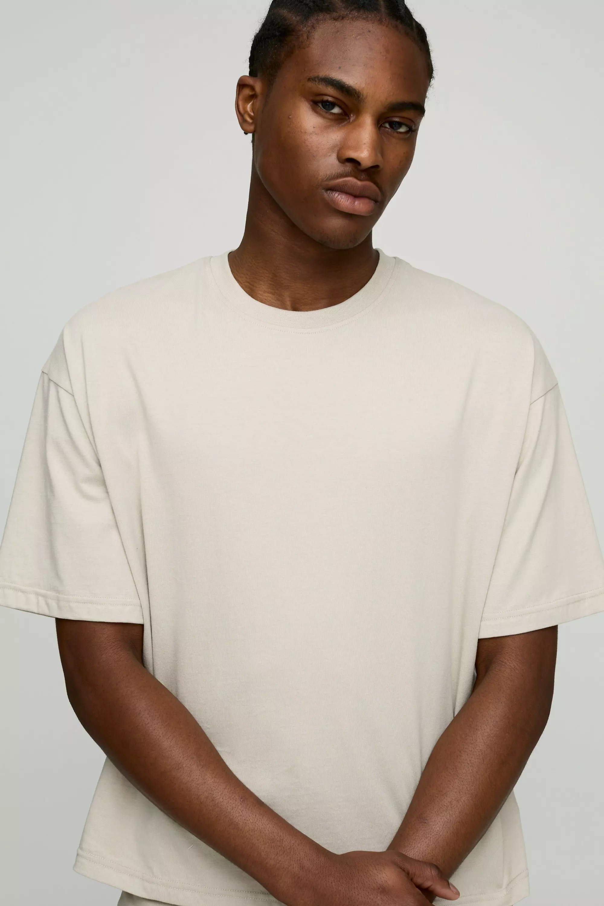 Stone Basic Oversized Boxy Crew Neck T-shirt alternative image