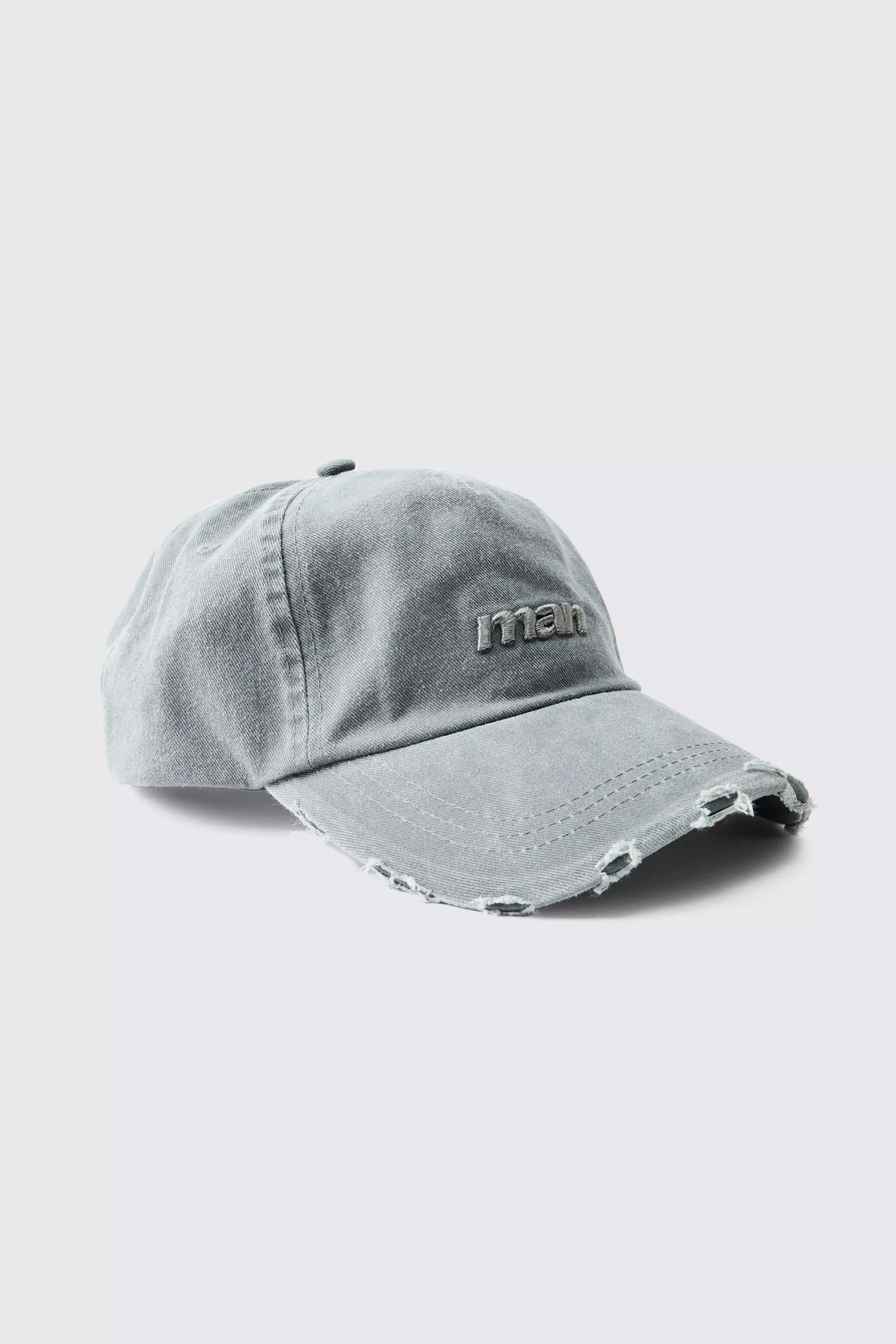 Cappello da baseball sfilacciato con firma MAN, Charcoal immagine alternativa