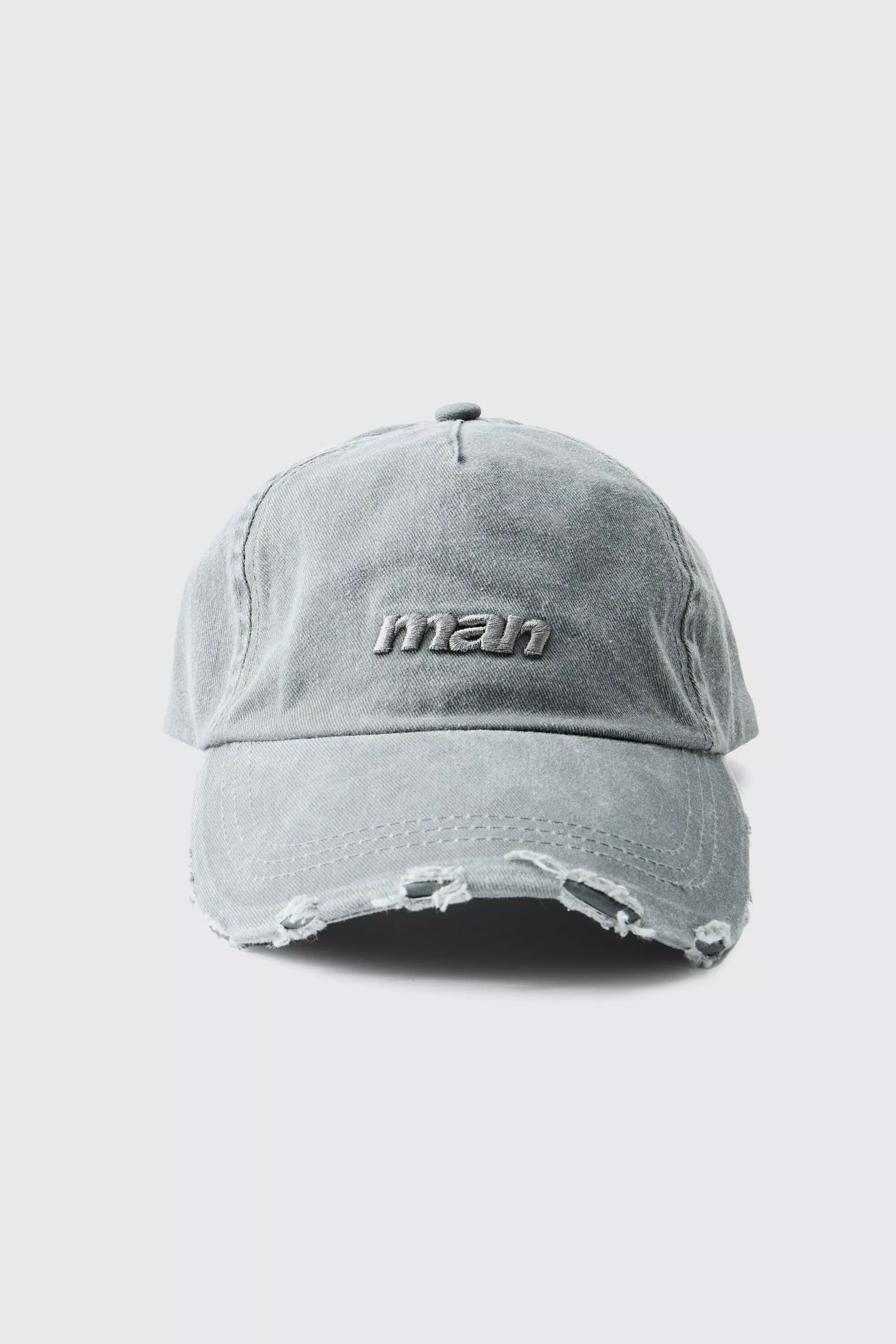 Cappello da baseball sfilacciato con firma MAN, Charcoal immagine alternativa