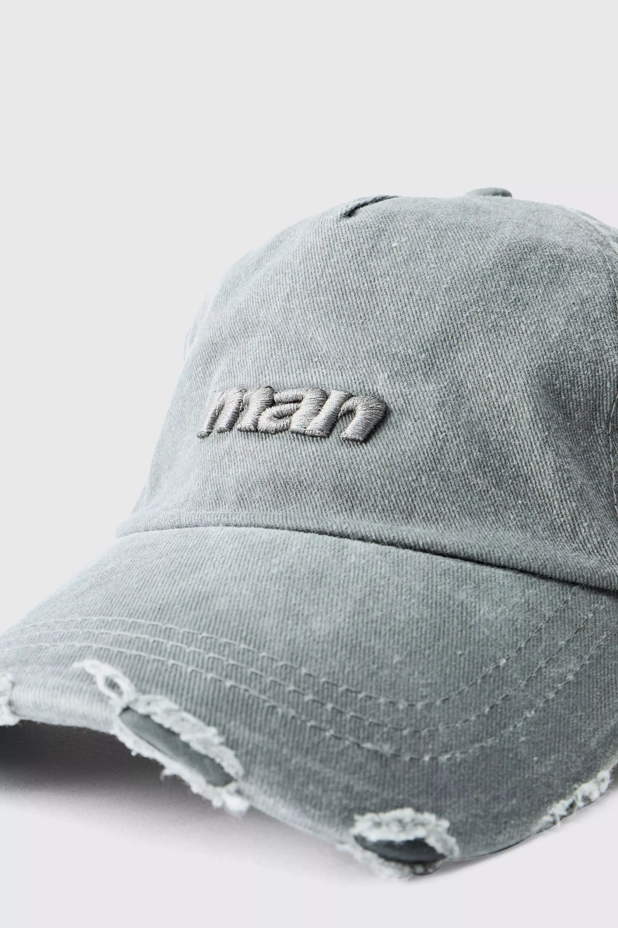 Cappello da baseball sfilacciato con firma MAN, Charcoal immagine alternativa