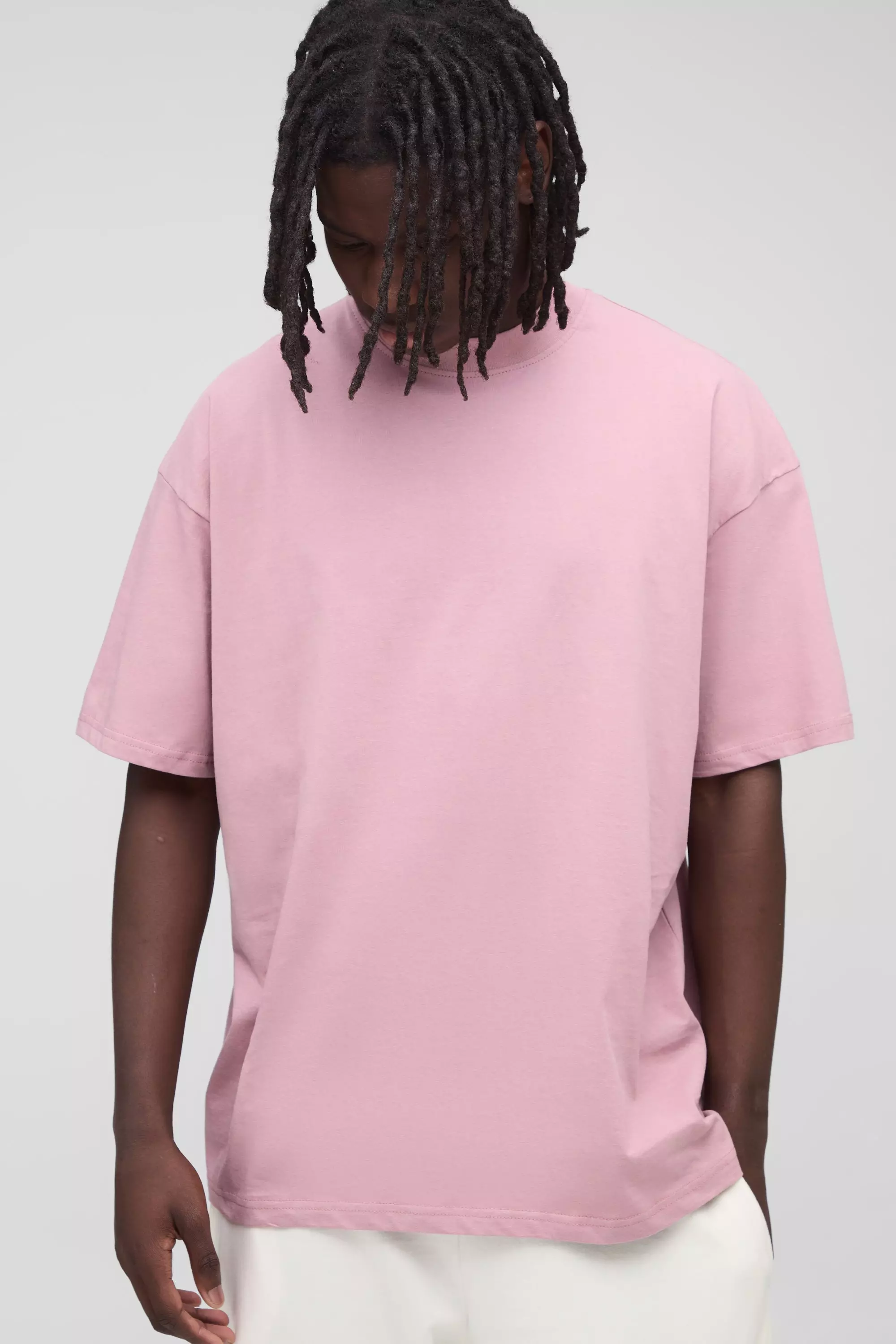 Basic Oversized Extended Neck T-Shirt Dusky pink