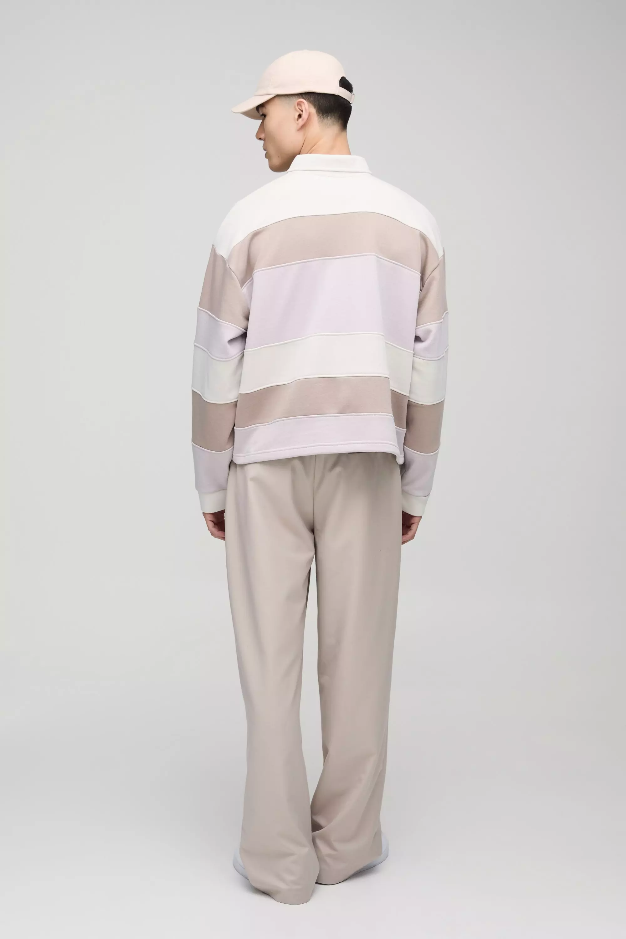 Oversized Boxy Stripe Embroidered Rugby Polo | boohooMAN USA