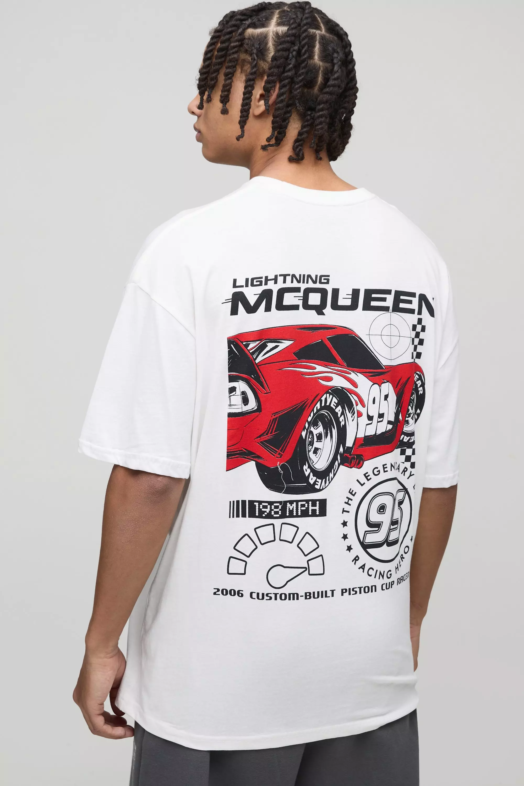 Oversized Disney Pixar Cars License T-Shirt White