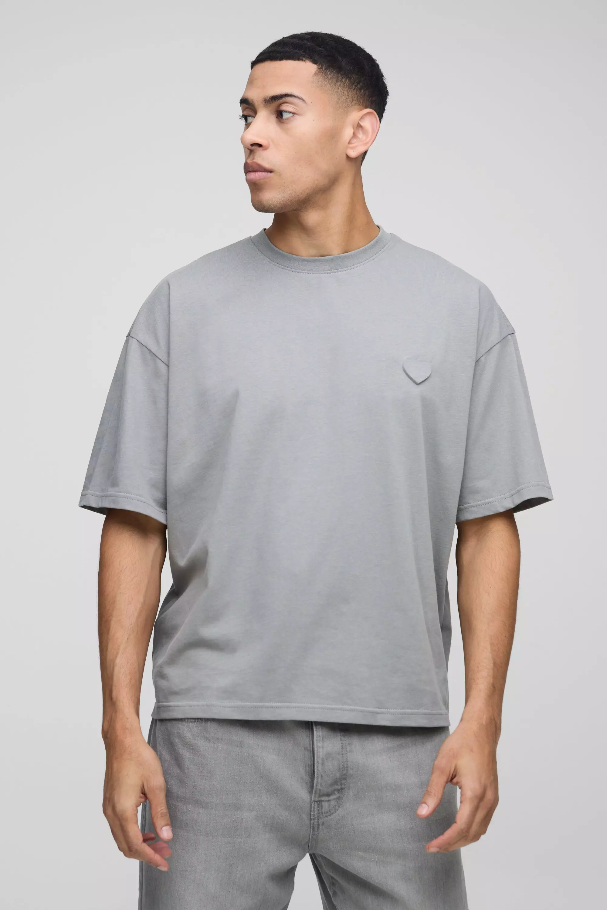T-shirt oversize à imprimé cœur, Charcoal autre image
