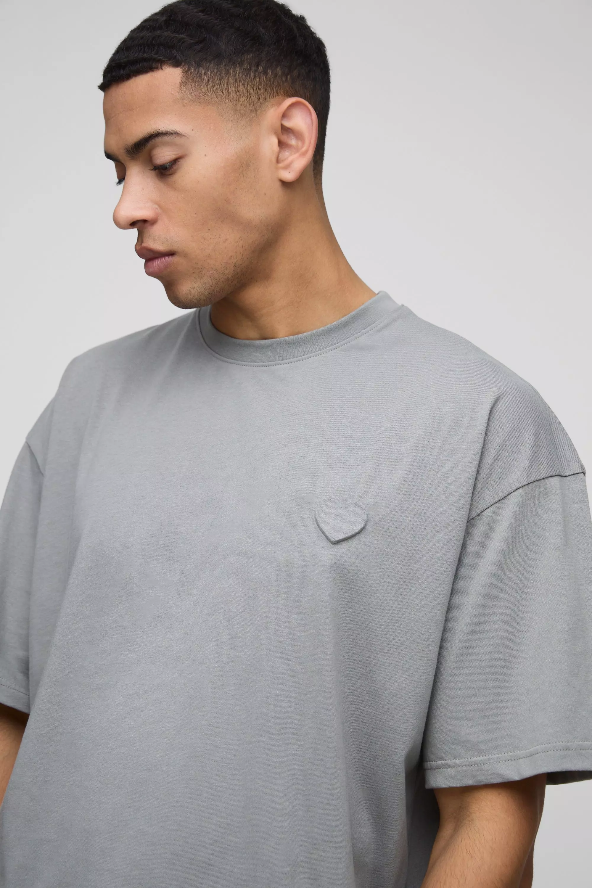 T-shirt oversize à imprimé cœur, Charcoal autre image