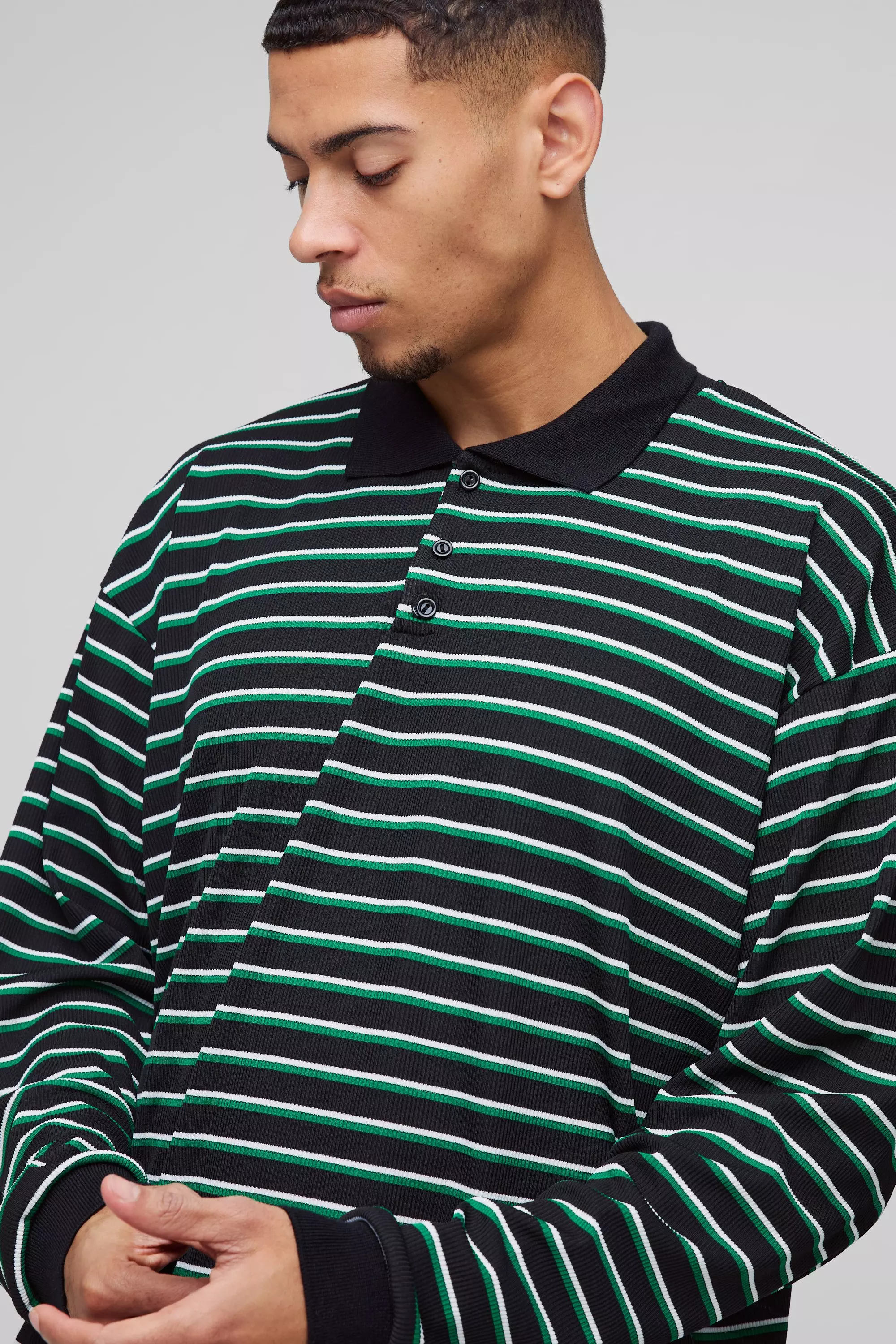 Polo de rugby oversize côtelé, Green autre image