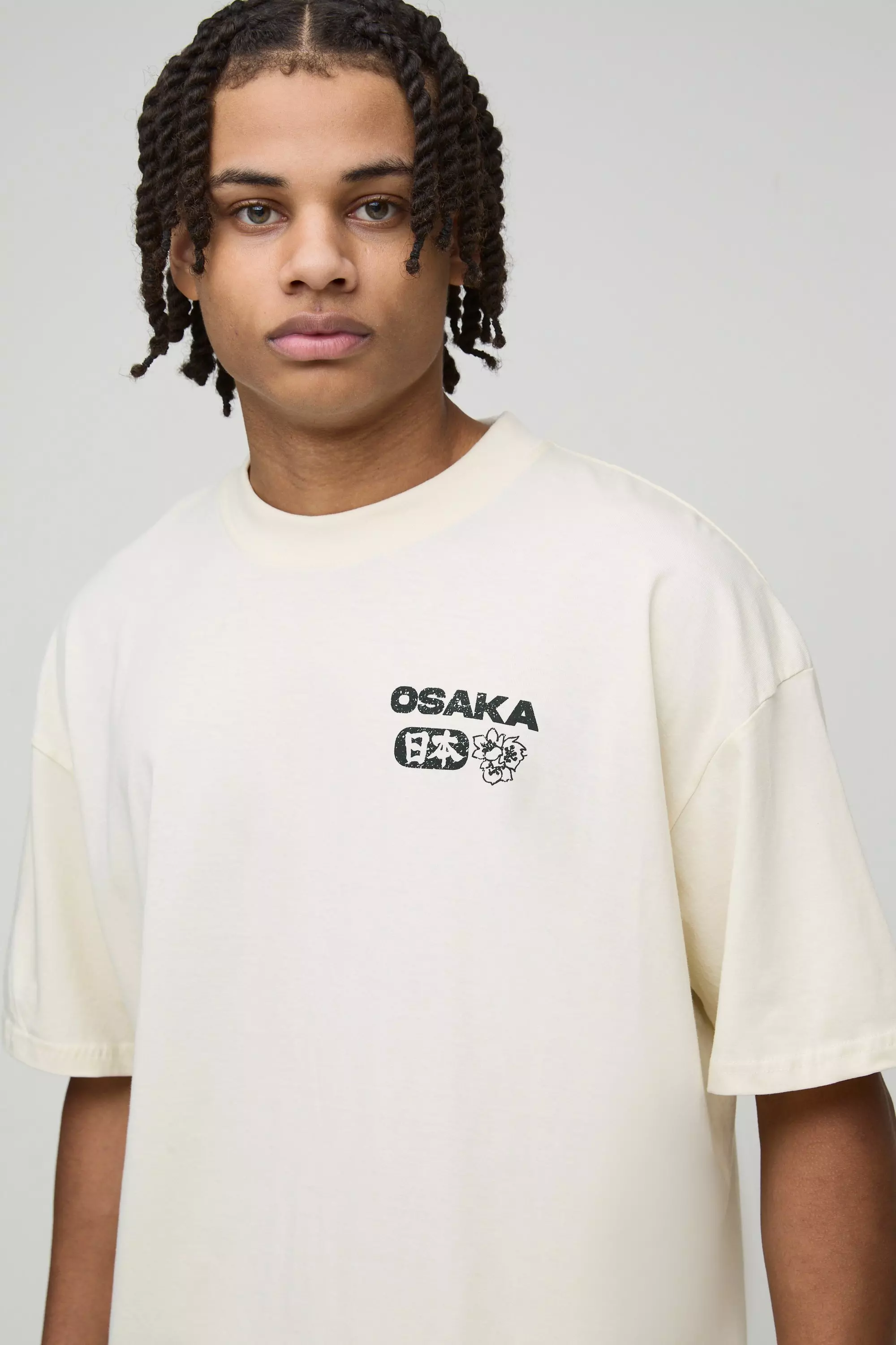 Oversized Extended Neck Blossom Floral Osaka Graphic T-Shirt | boohooMAN USA