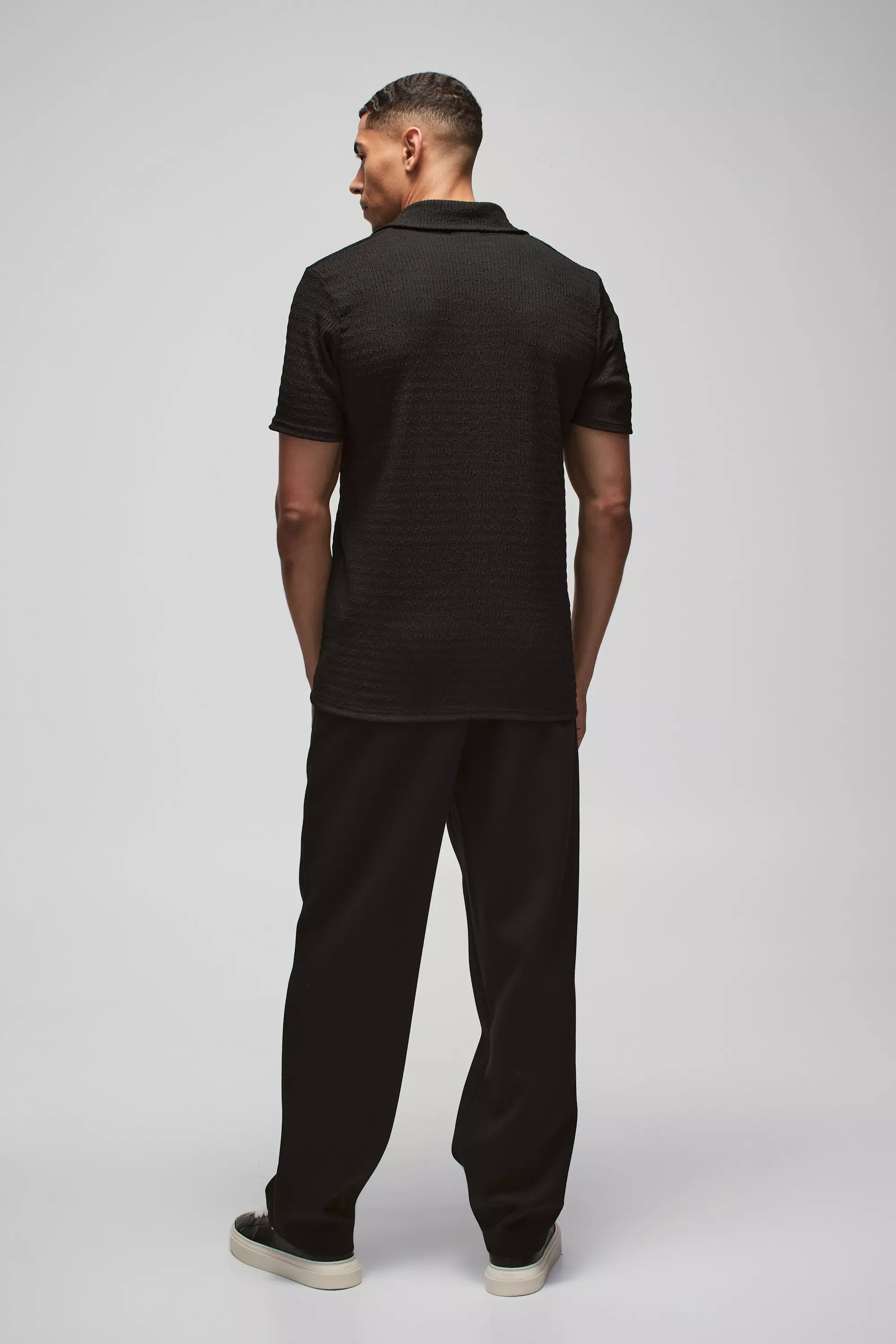 Black Slim Textured Revere Polo alternative image