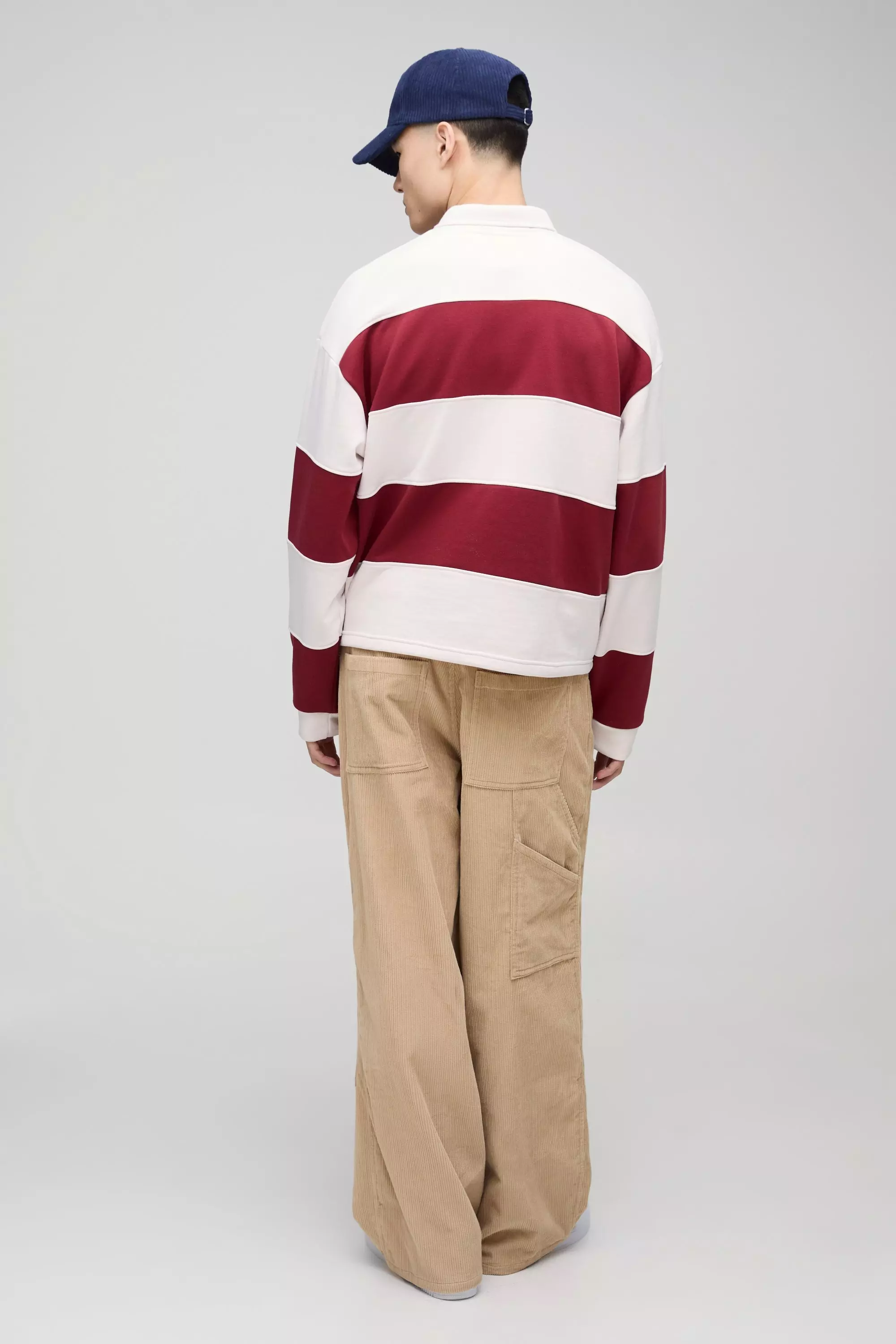 Kastiges gestreiftes Oversize Polo-Sweatshirt, Pink alternatives Bild