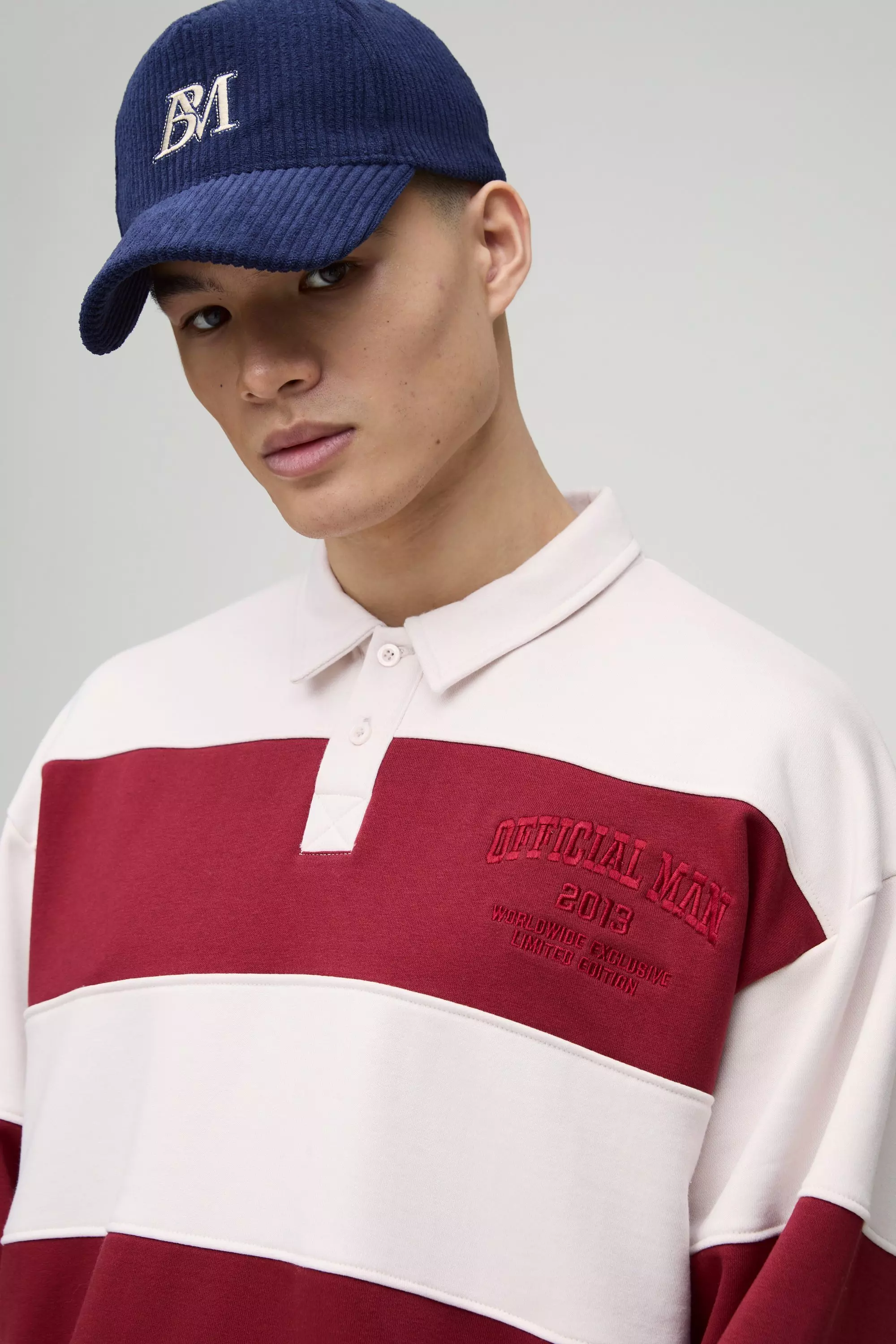 Kastiges gestreiftes Oversize Polo-Sweatshirt, Pink alternatives Bild