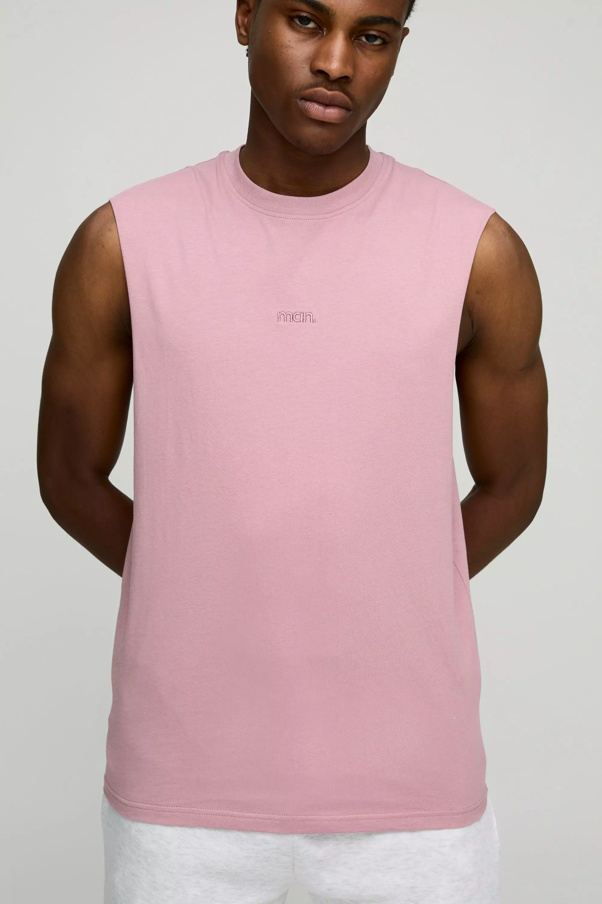 Dusky pink MENS. Basic Tank Top Met Grote Armgaten alternatieve afbeelding