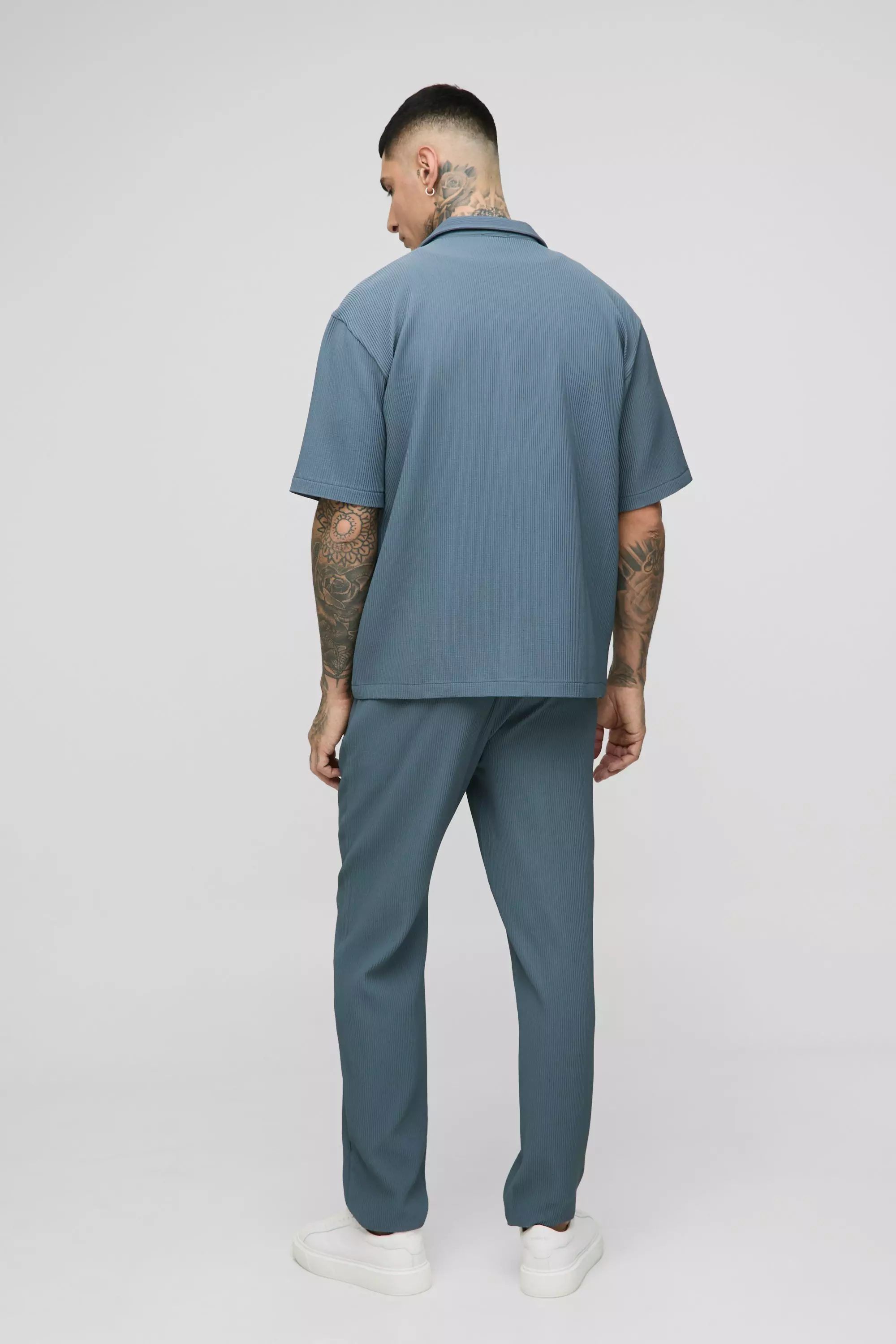 Set Tall camicia a pieghe & pantaloni, Slate immagine alternativa