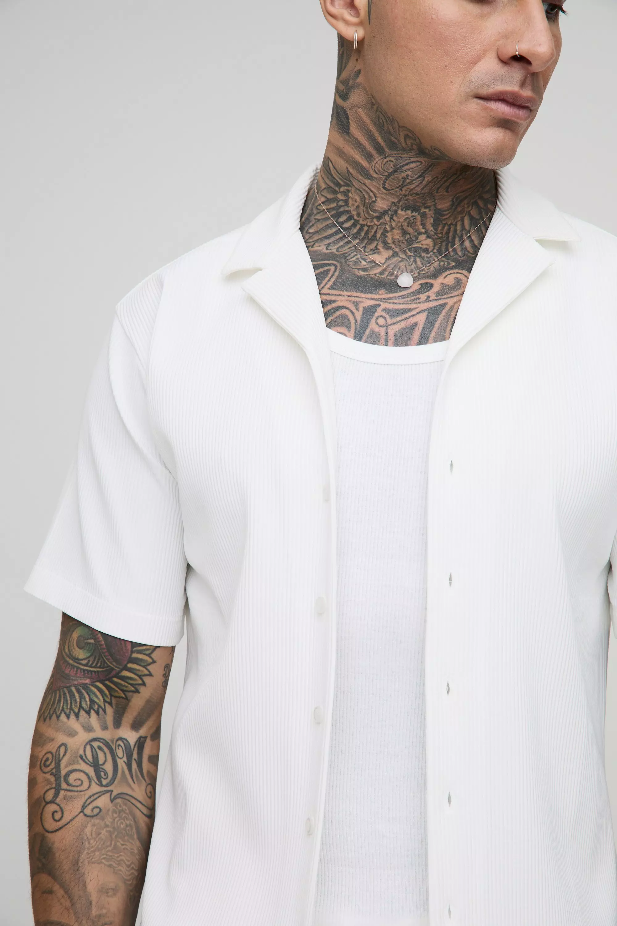 Tall - Chemise cintrée plissée, White autre image