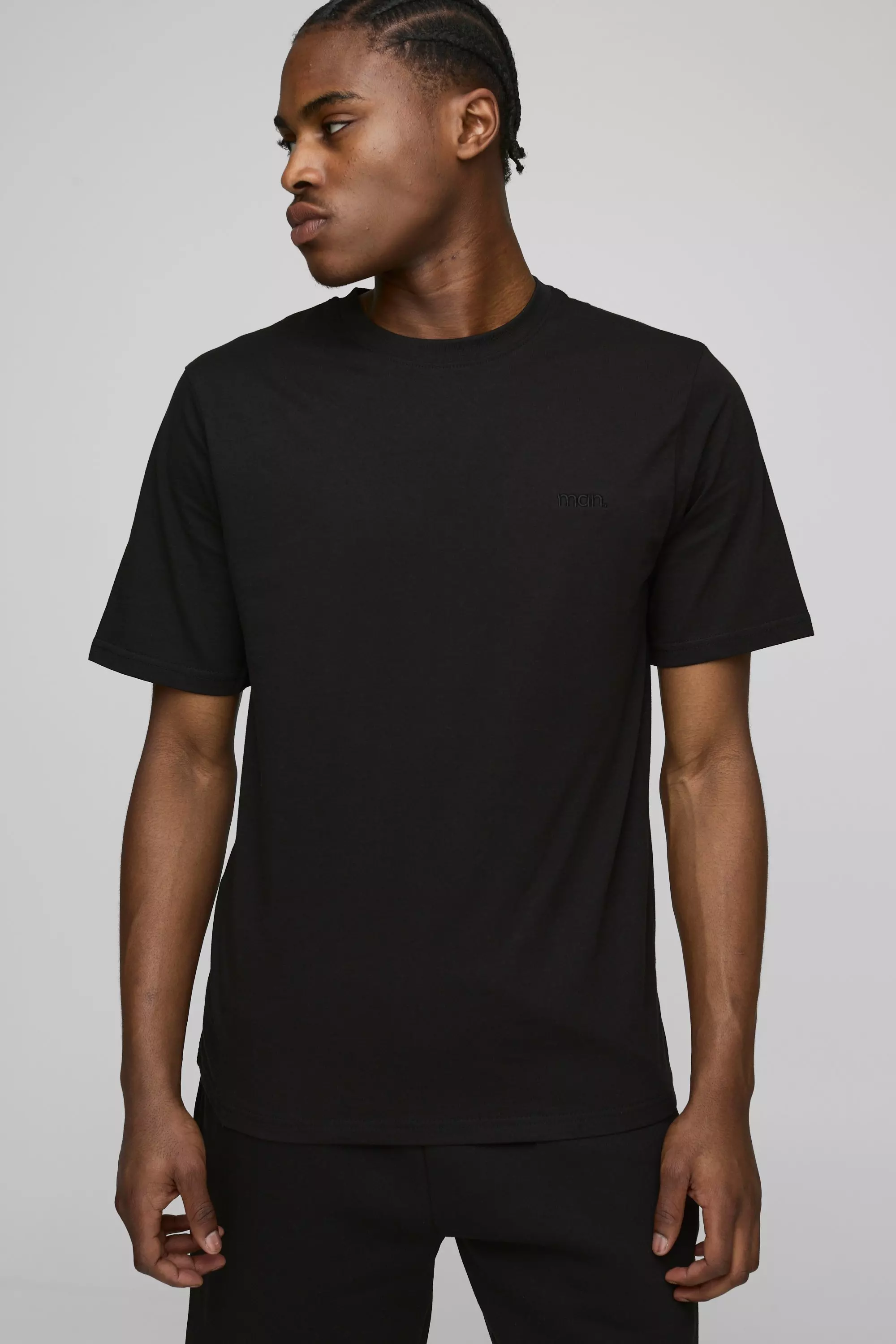 Black Regular Fit MAN. Basic Crew Neck T-shirt alternative image