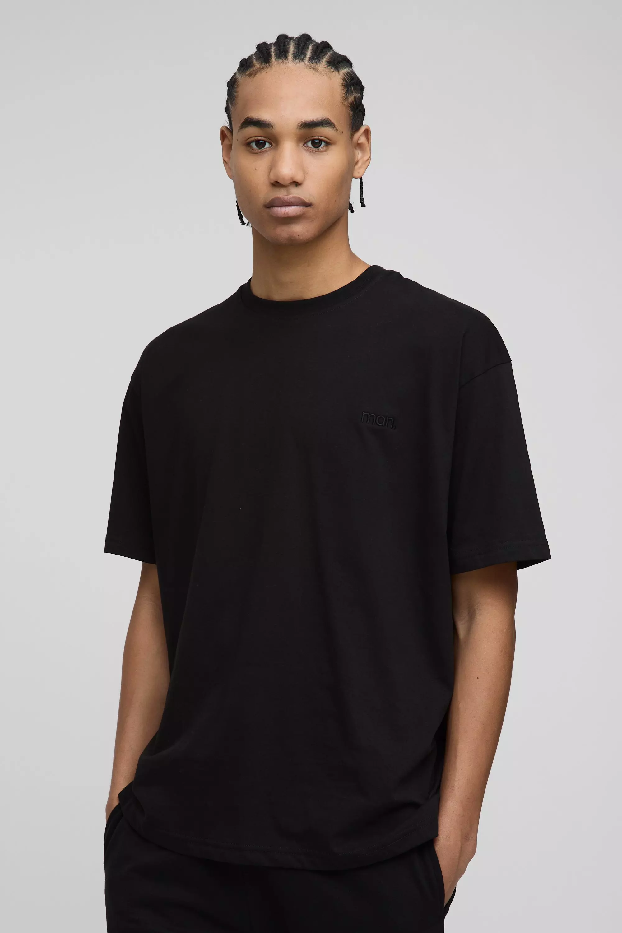 Black MAN. Oversized Crew Neck T-shirt alternative image