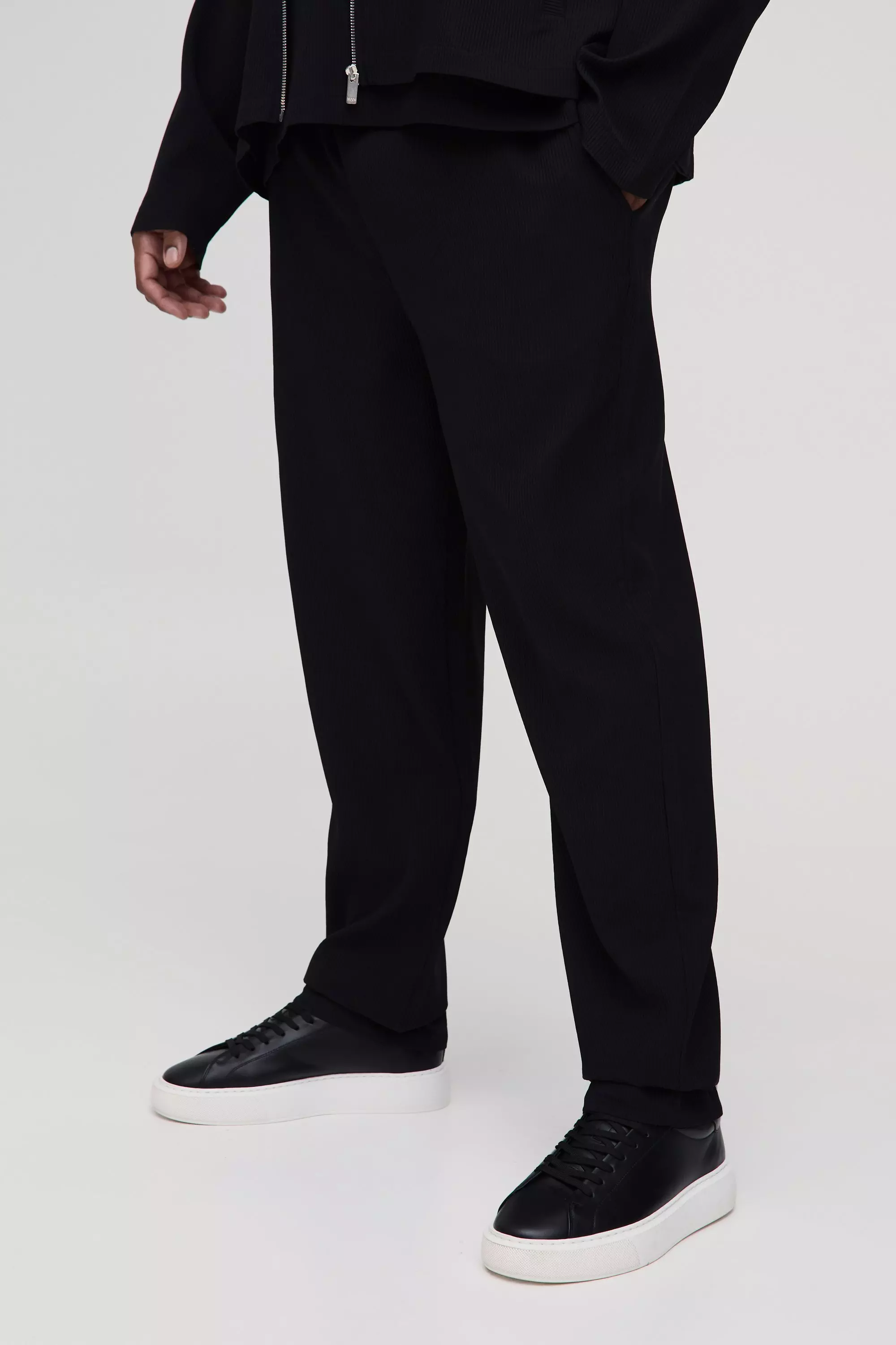 Pantaloni Affusolati Plus Size Con Pieghe, Black immagine alternativa